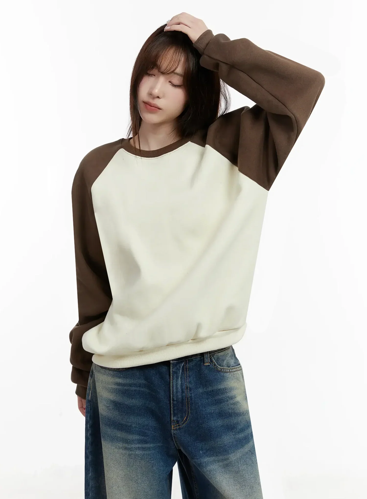 Raglan Sleeve Fleece Sweatshirt IJ516 - Image 5