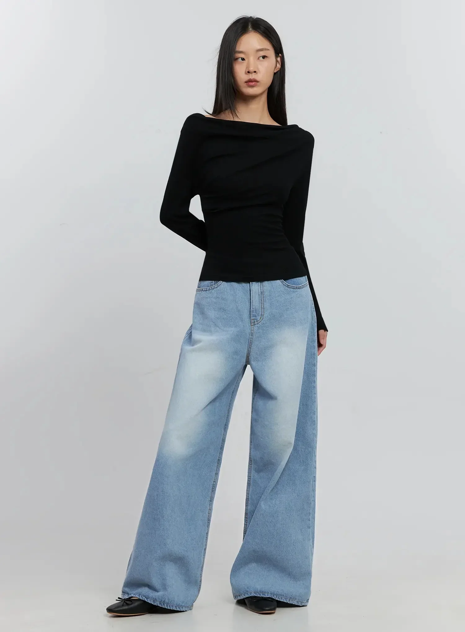 Ramos Washed Wide-Leg Jeans IS516 - Image 13