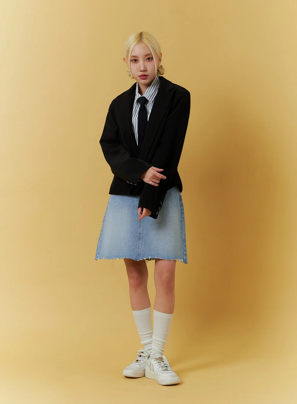 Raw Hem Midi Skirt IF408 - Image 3