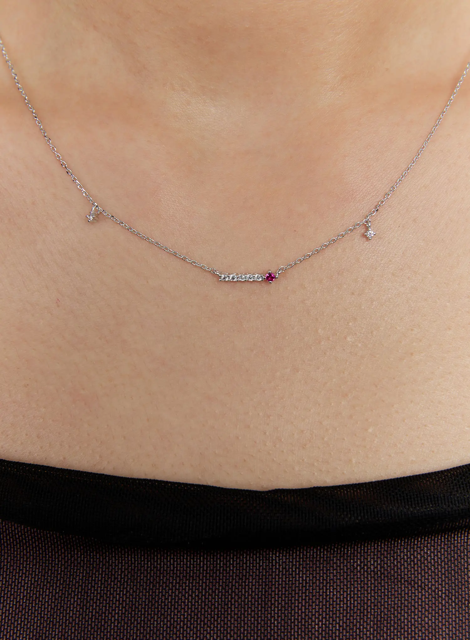 Red Cubic Charm Necklace IS517 - Image 2