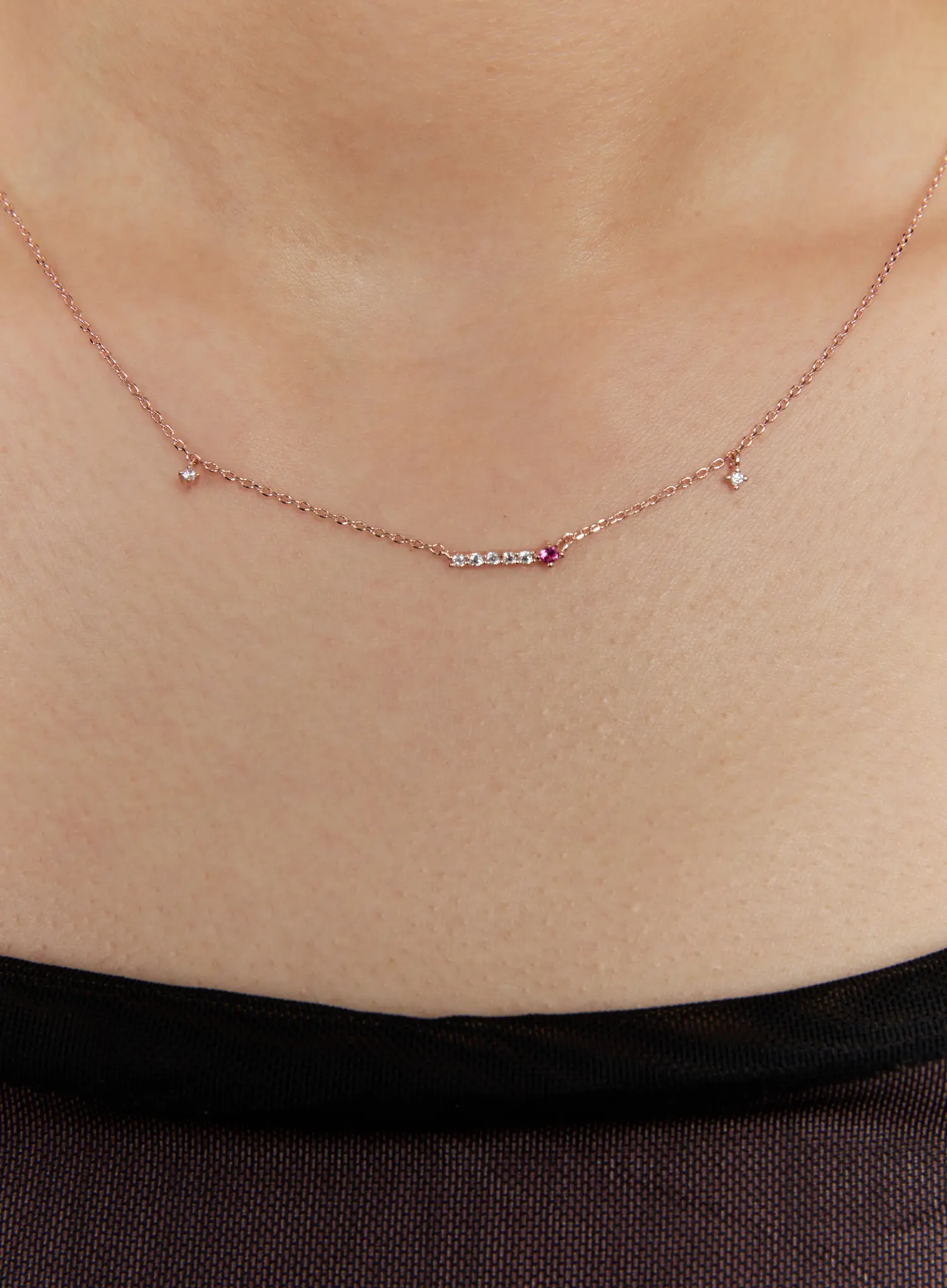 Red Cubic Charm Necklace IS517 - Image 4