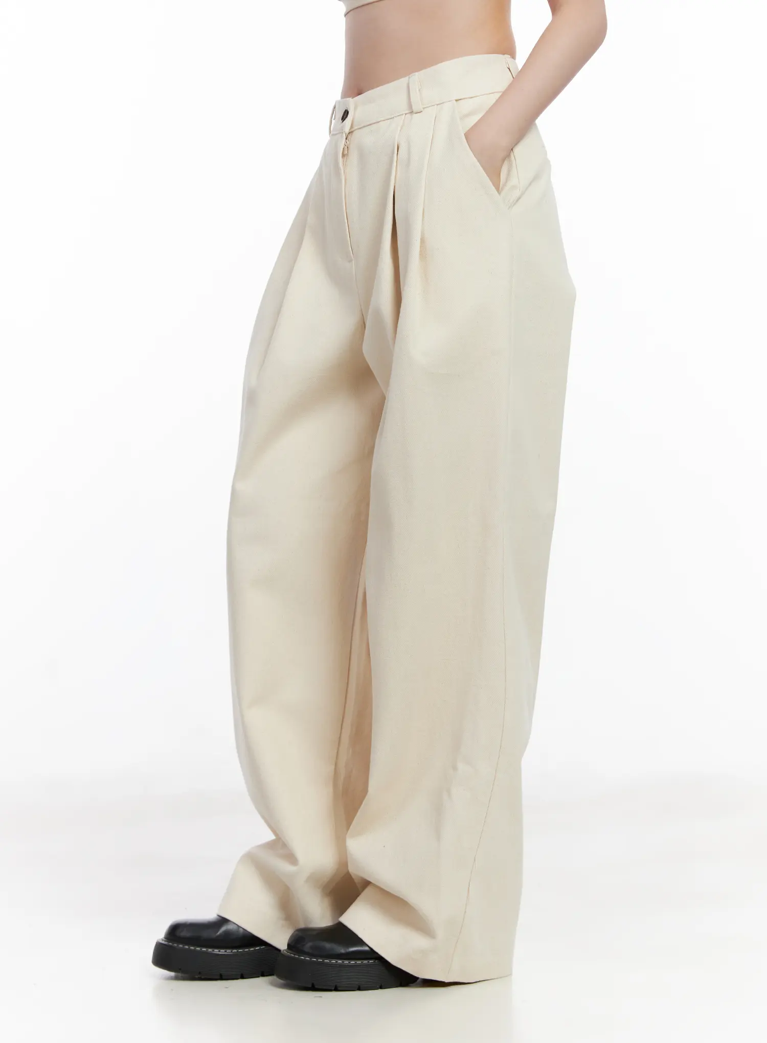 Relaxed Fit Pin Tuck Cotton Pants CJ519 - Image 3