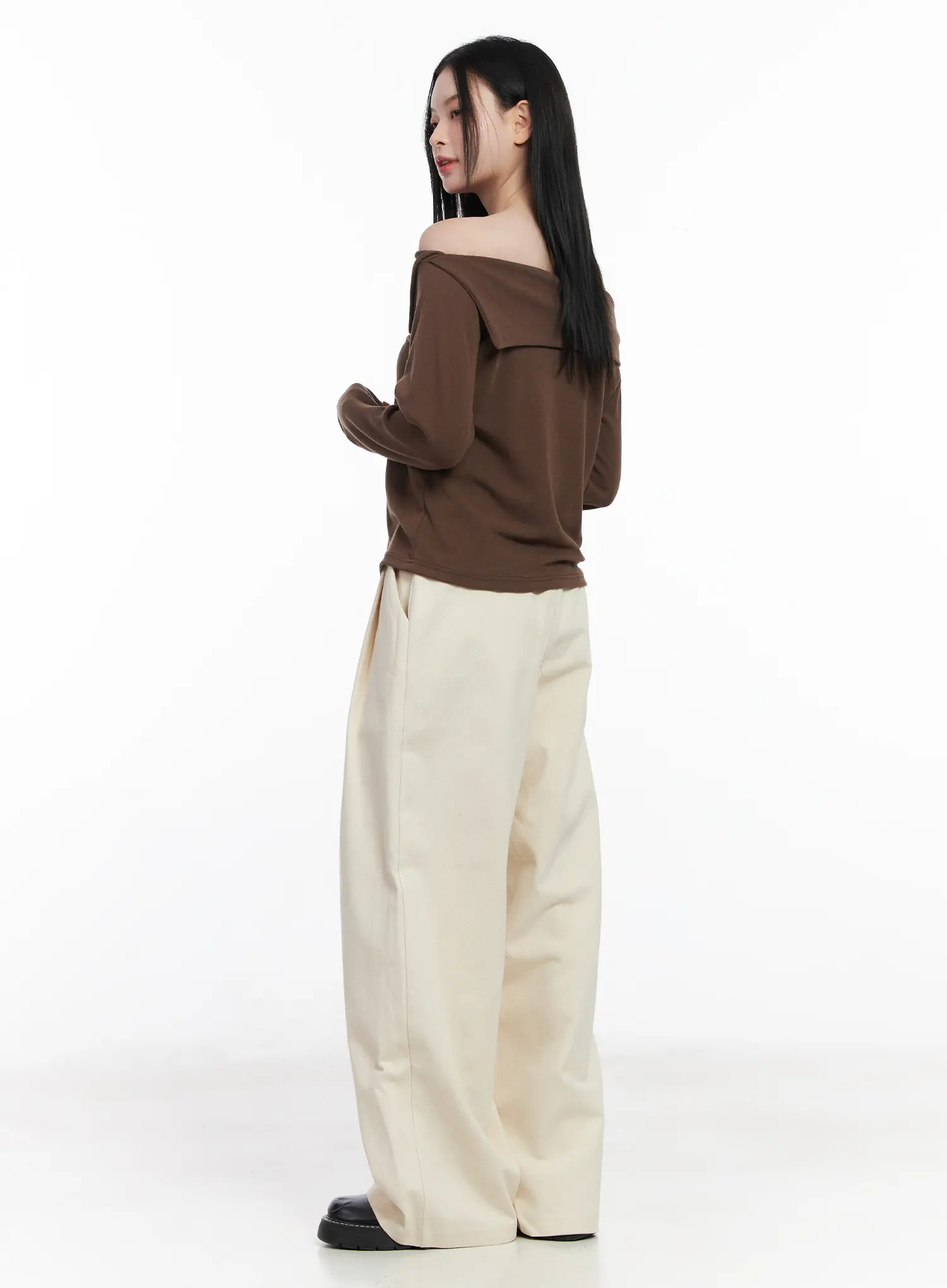 Relaxed Fit Pin Tuck Cotton Pants CJ519 - Image 6