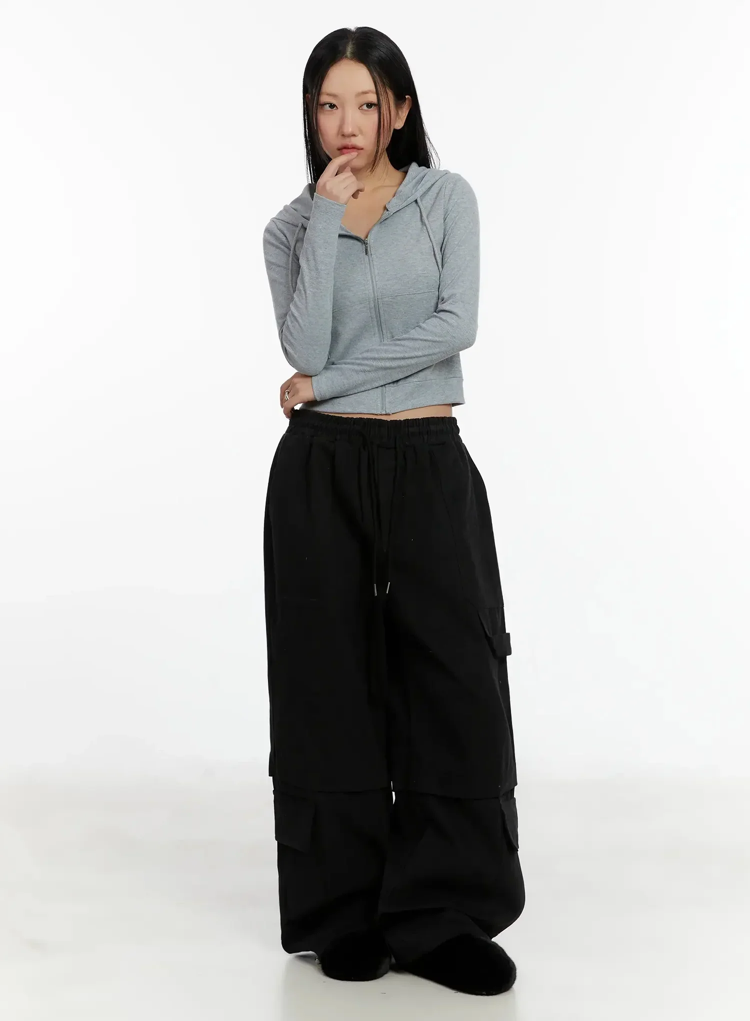Ribbed Crop Zip-Up Hoodie ID525 - Image 10