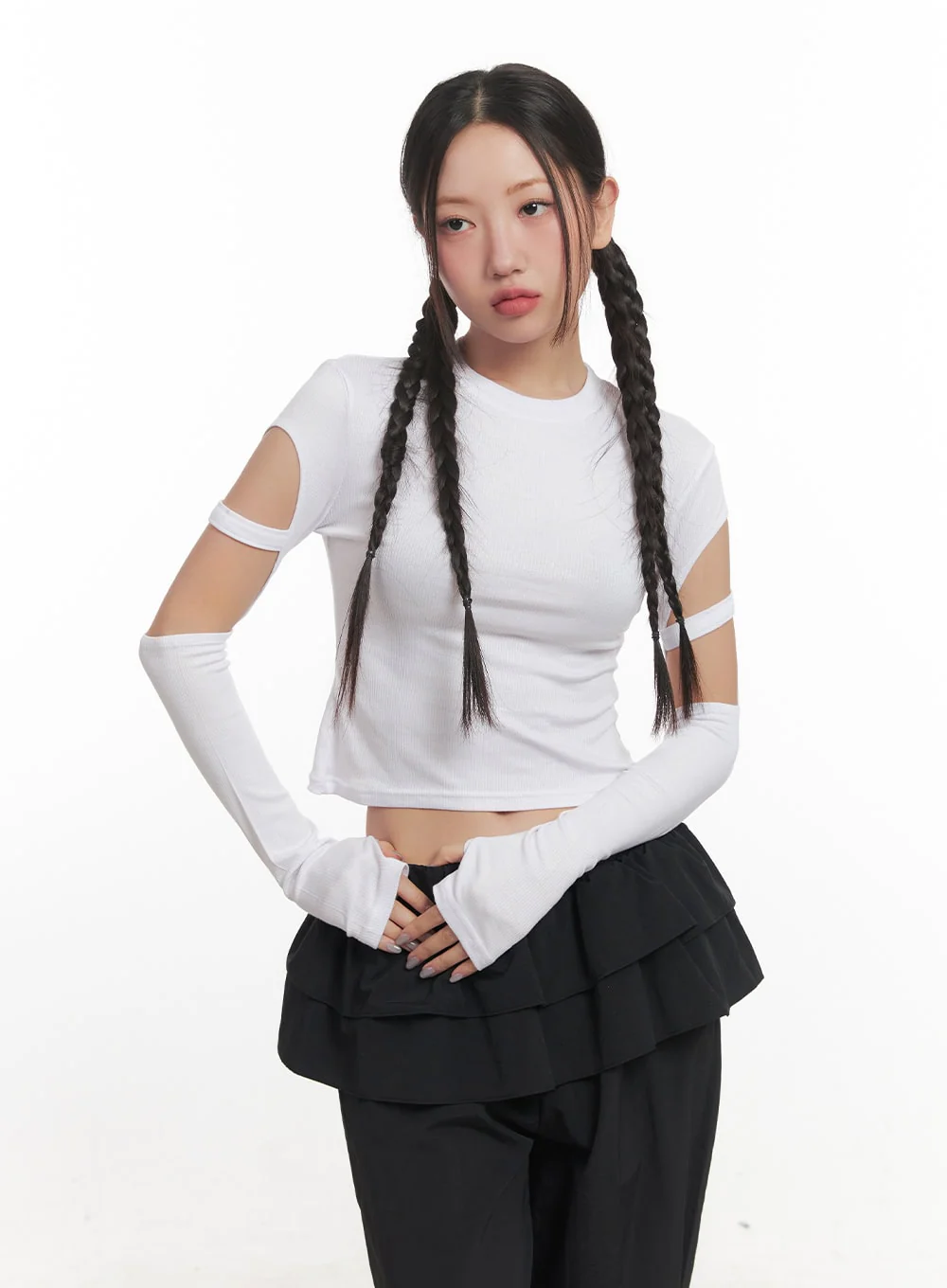 Ribbed Cut Out Crop Top CF524 - Image 11