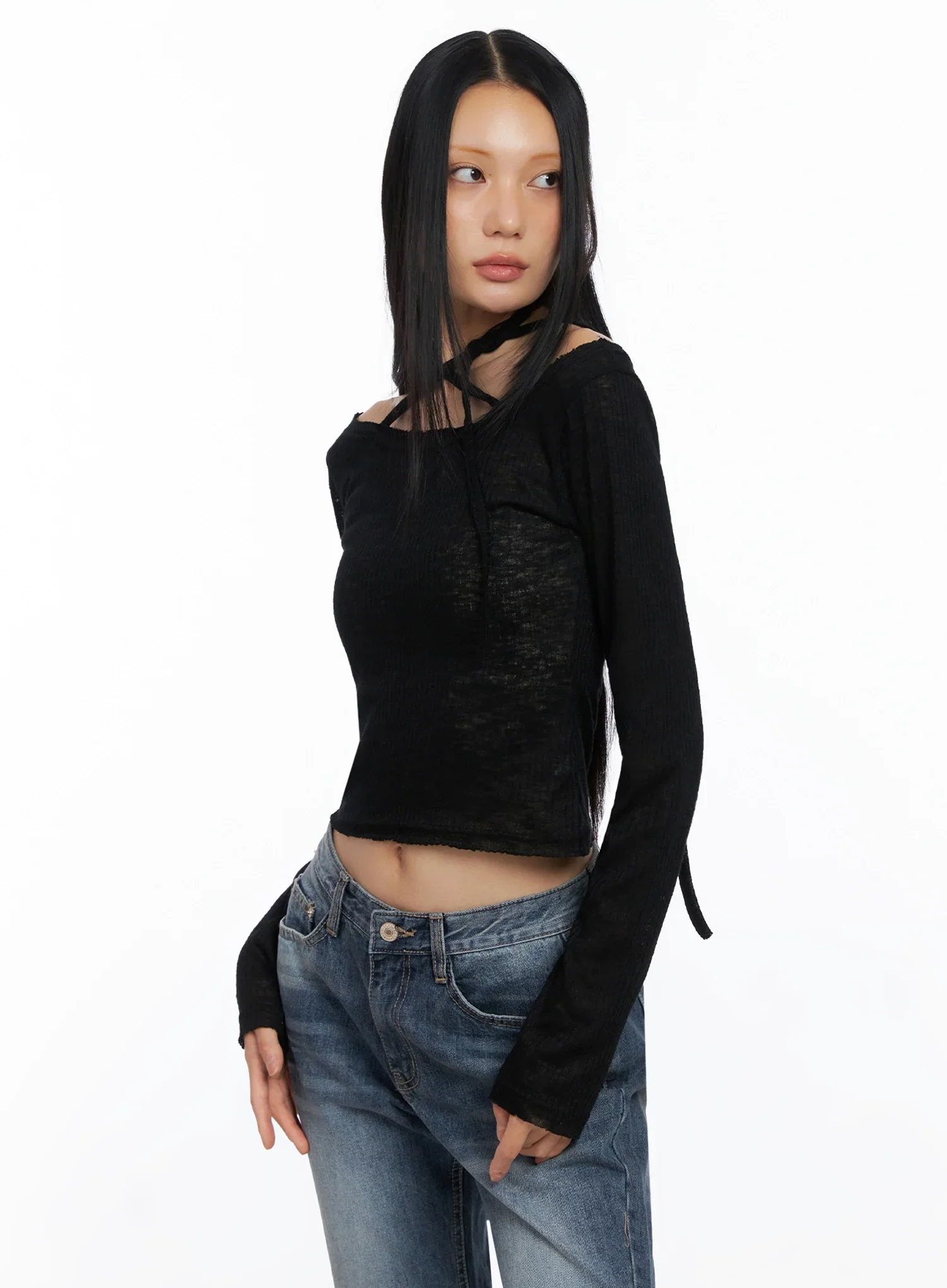 Ribbed Halterneck Top IO516 - Image 3