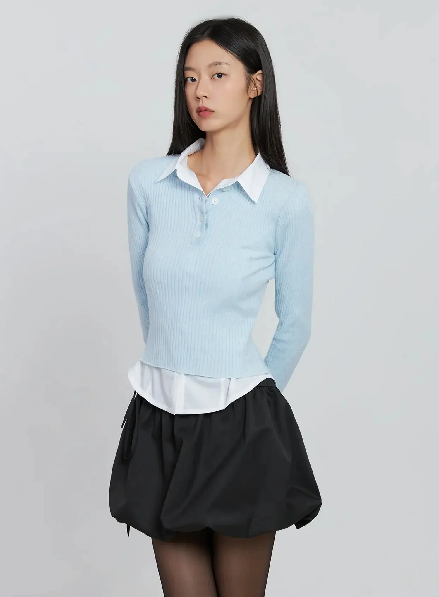 Ribbed Henley Knit Tee IO530 - Image 11