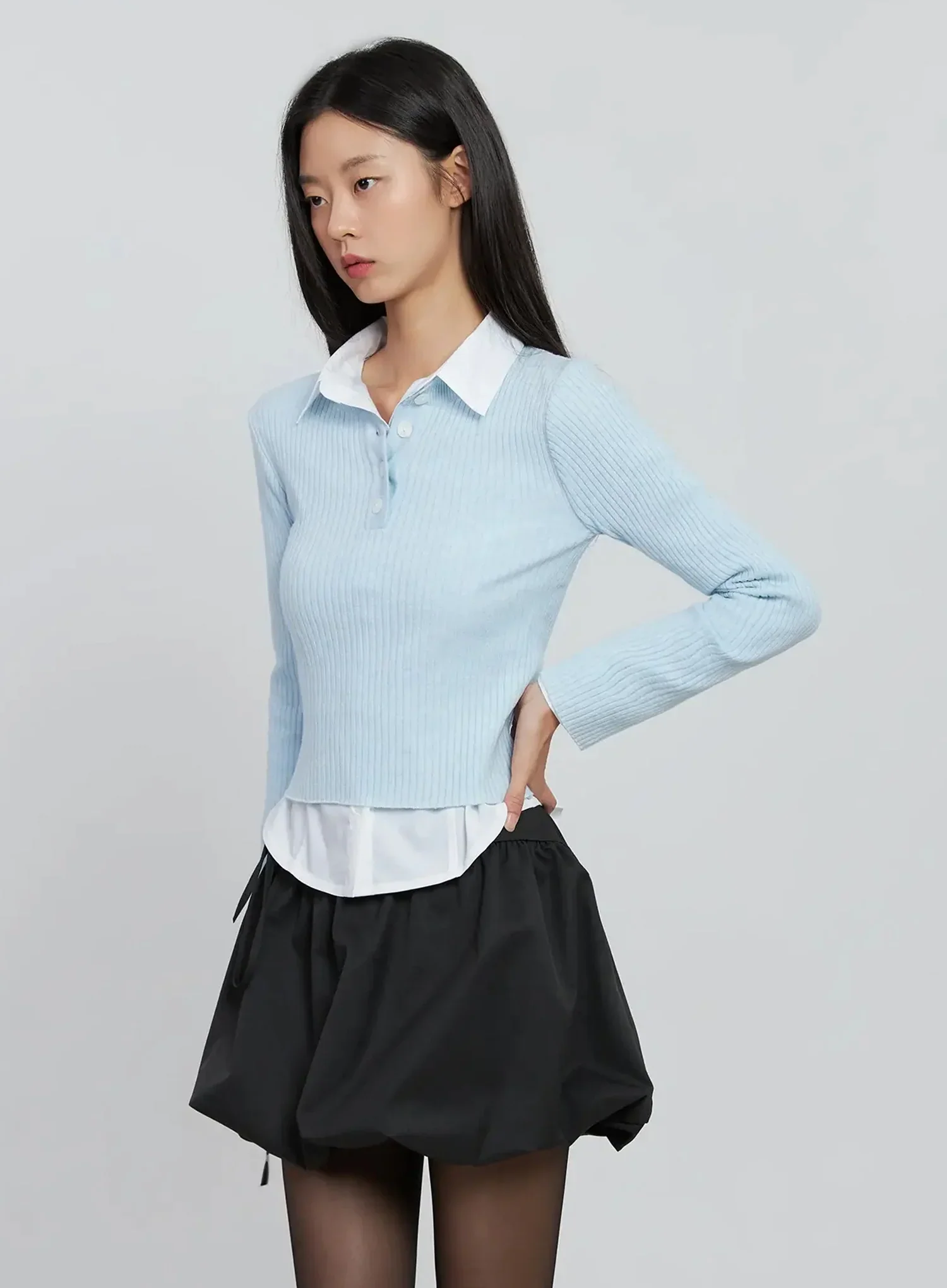 Ribbed Henley Knit Tee IO530 - Image 12