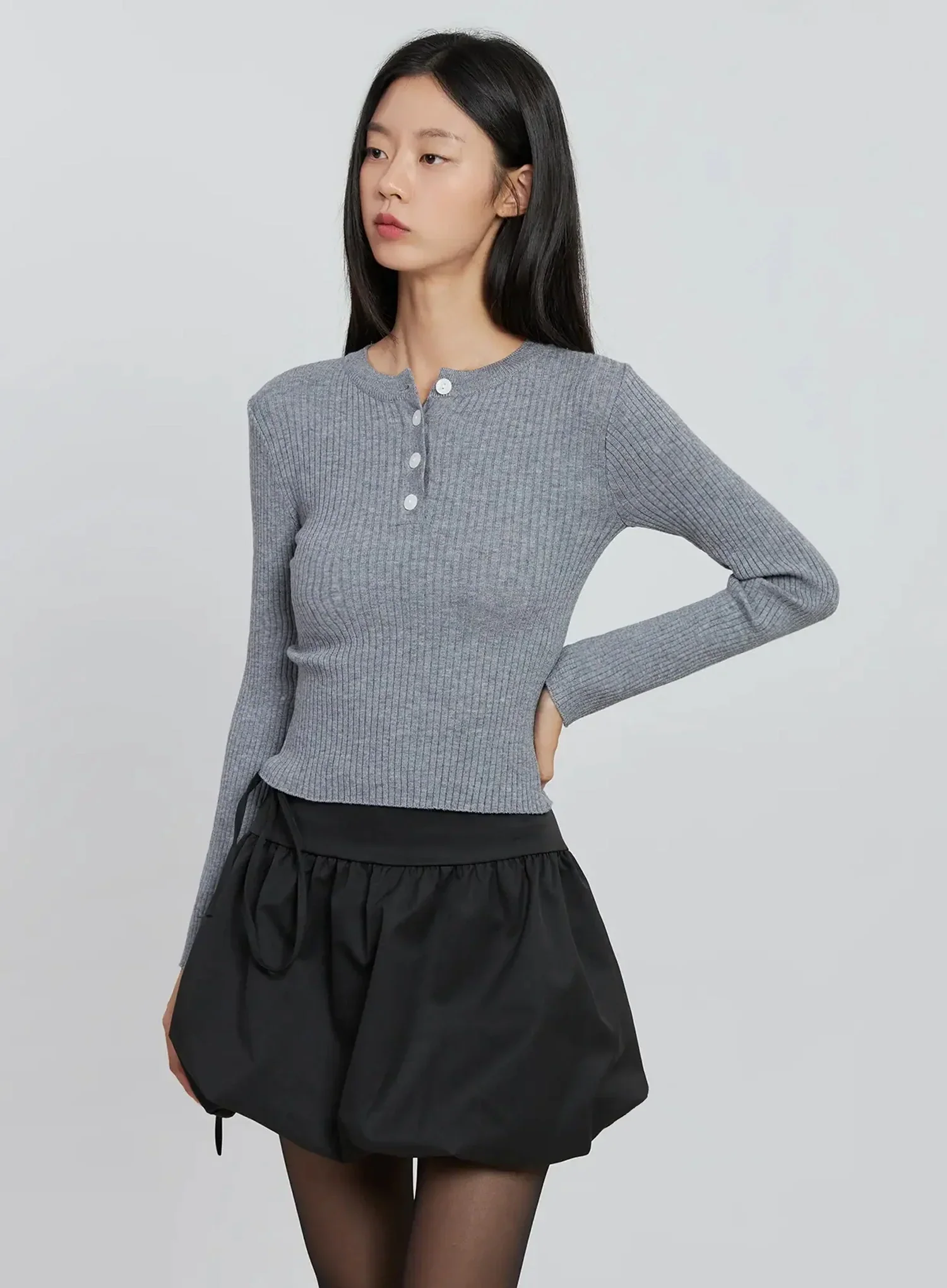 Ribbed Henley Knit Tee IO530 - Image 16