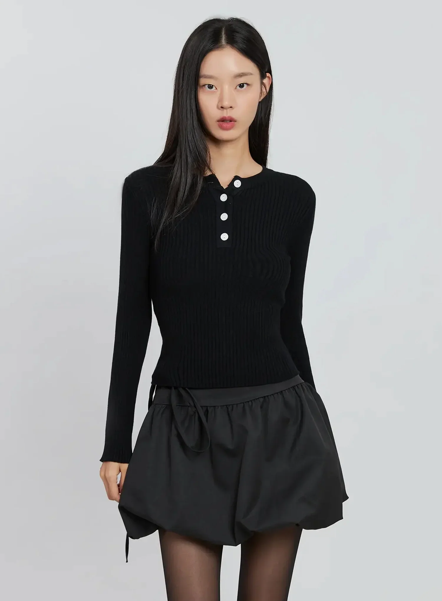 Ribbed Henley Knit Tee IO530 - Image 17