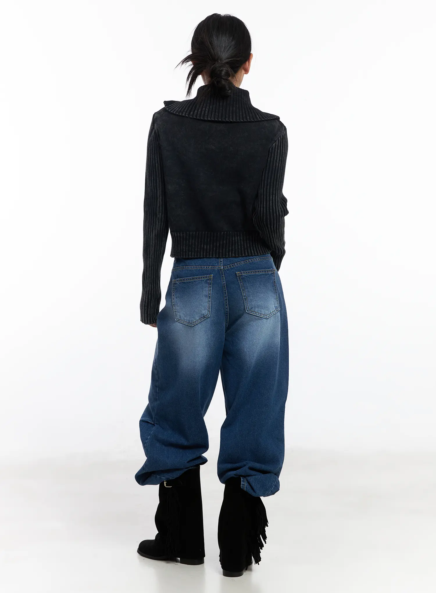 Ribbed High-Neck Zip-Up Cardigan CJ530 - Image 4