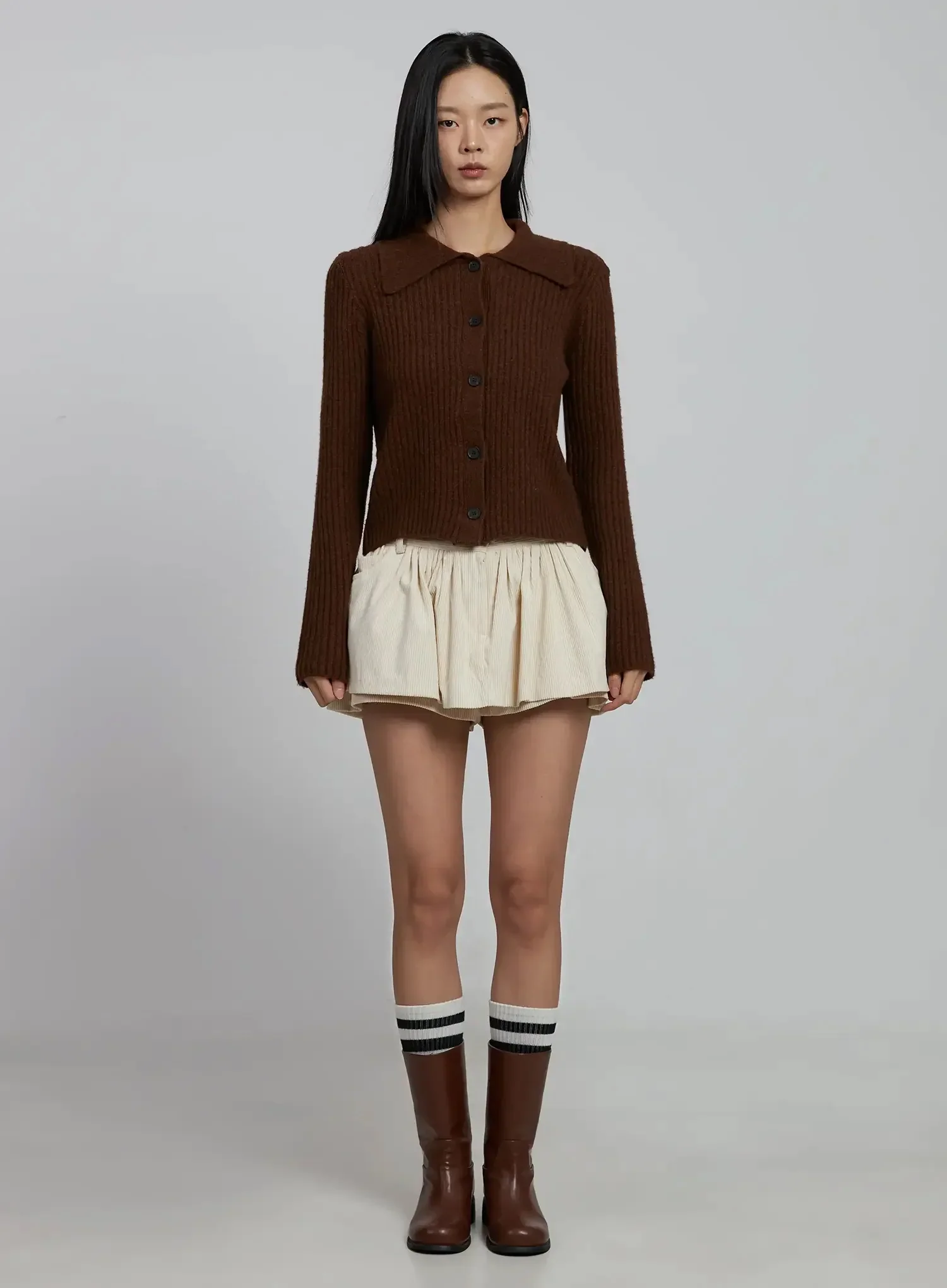 Ribbed Knit Button-Up Cardigan IM520 - Image 5