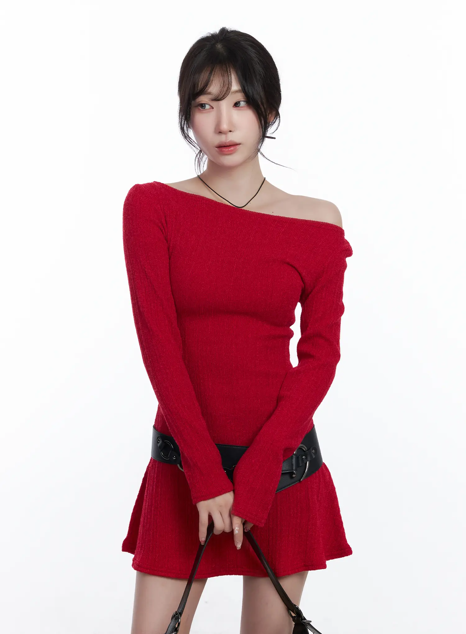 Ribbed Knit Flared Mini Dress CJ526 - Image 9