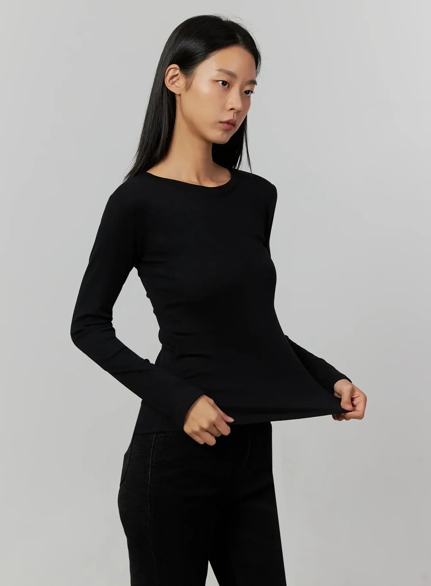 Ribbed Knit Long Sleeve Top IJ505 - Image 15