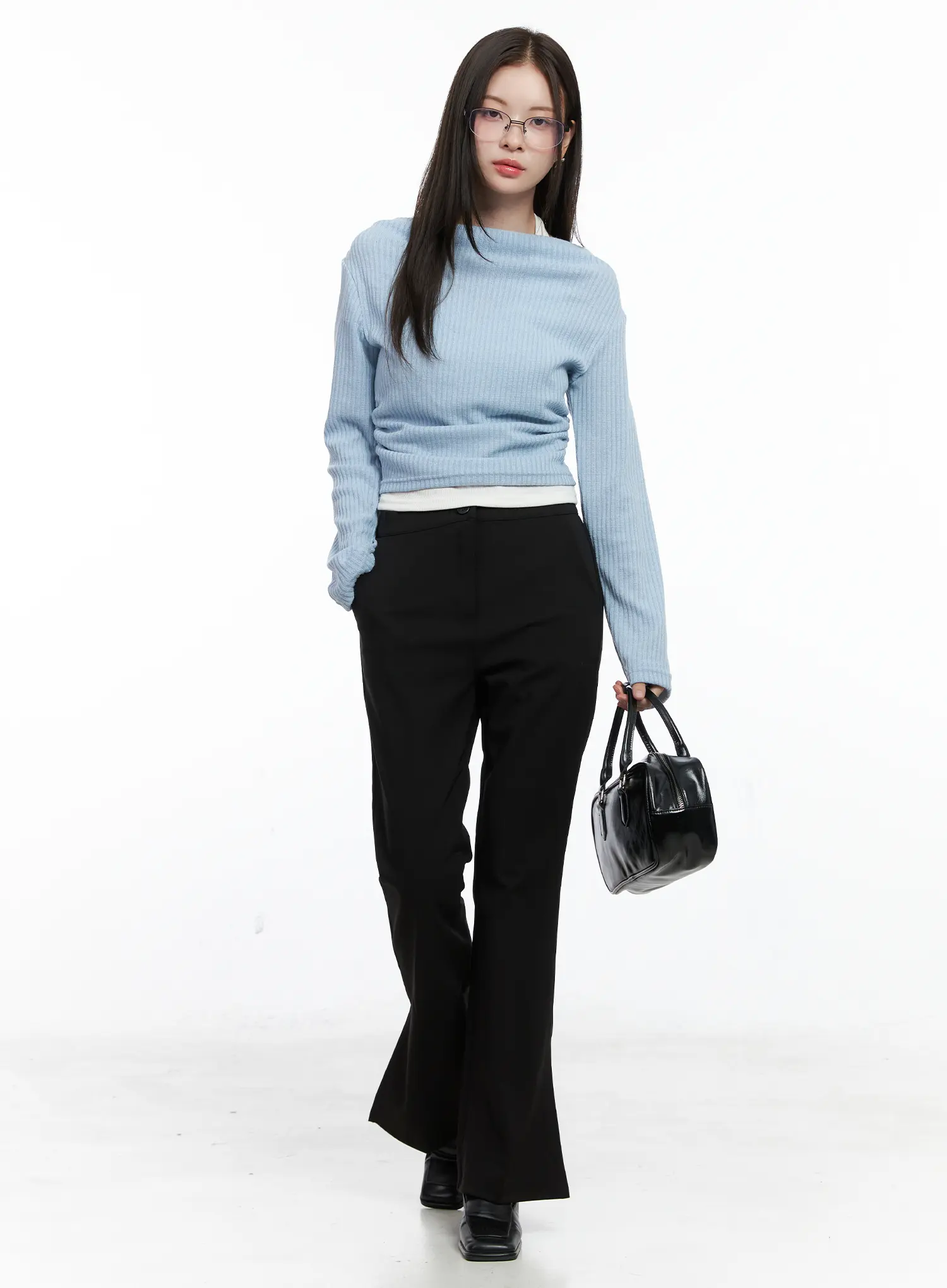 Ribbed Knit Off-Shoulder with Halter Top CO503 - Image 3