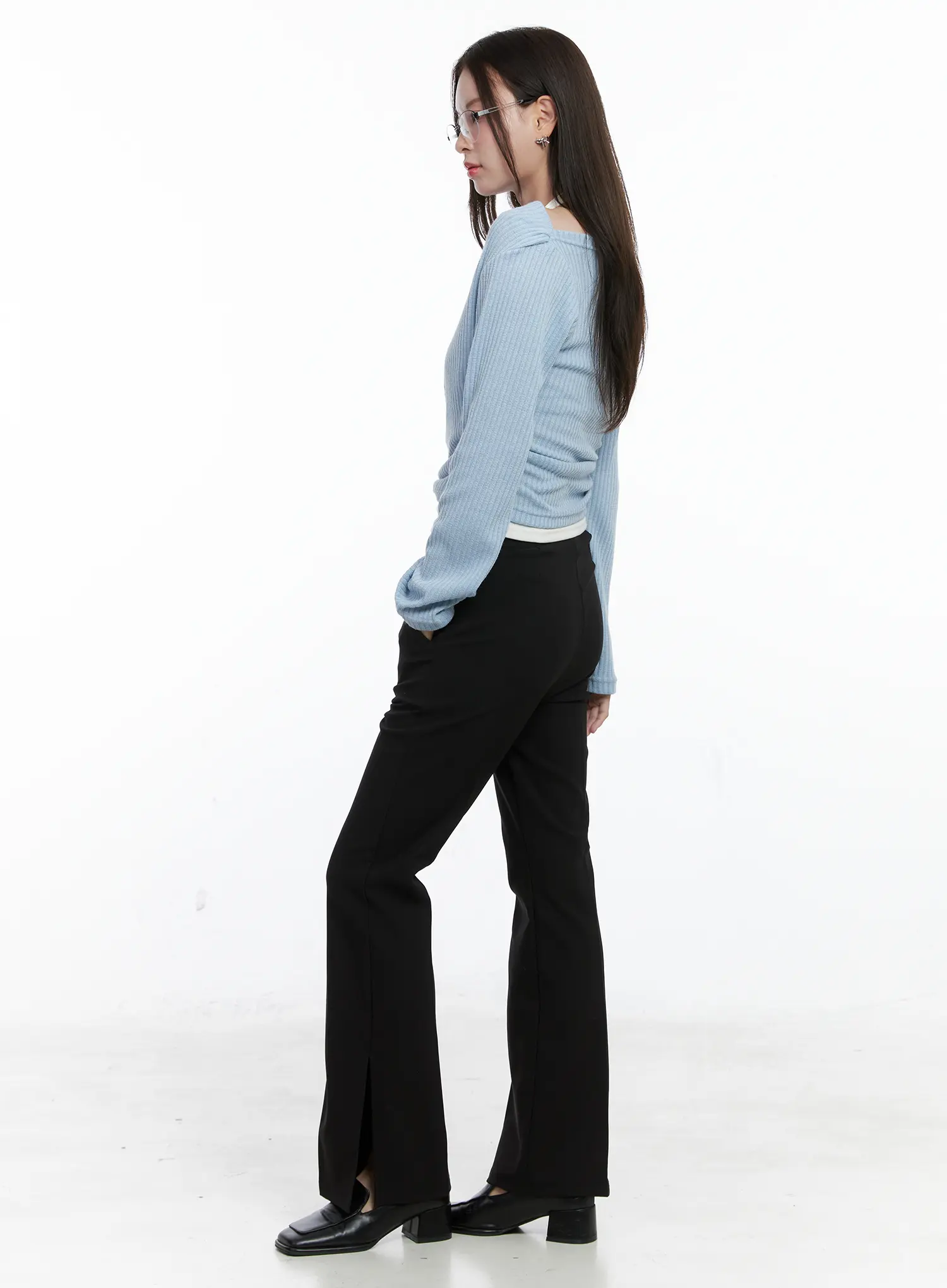 Ribbed Knit Off-Shoulder with Halter Top CO503 - Image 4