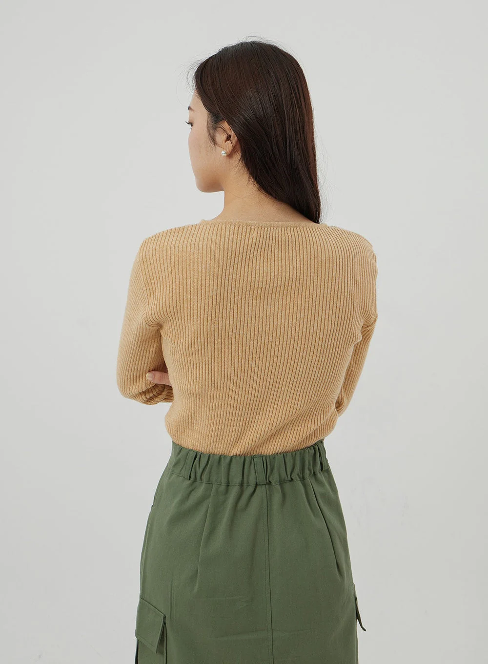 Ribbed Knit V-Neck Top OJ325 - Image 5