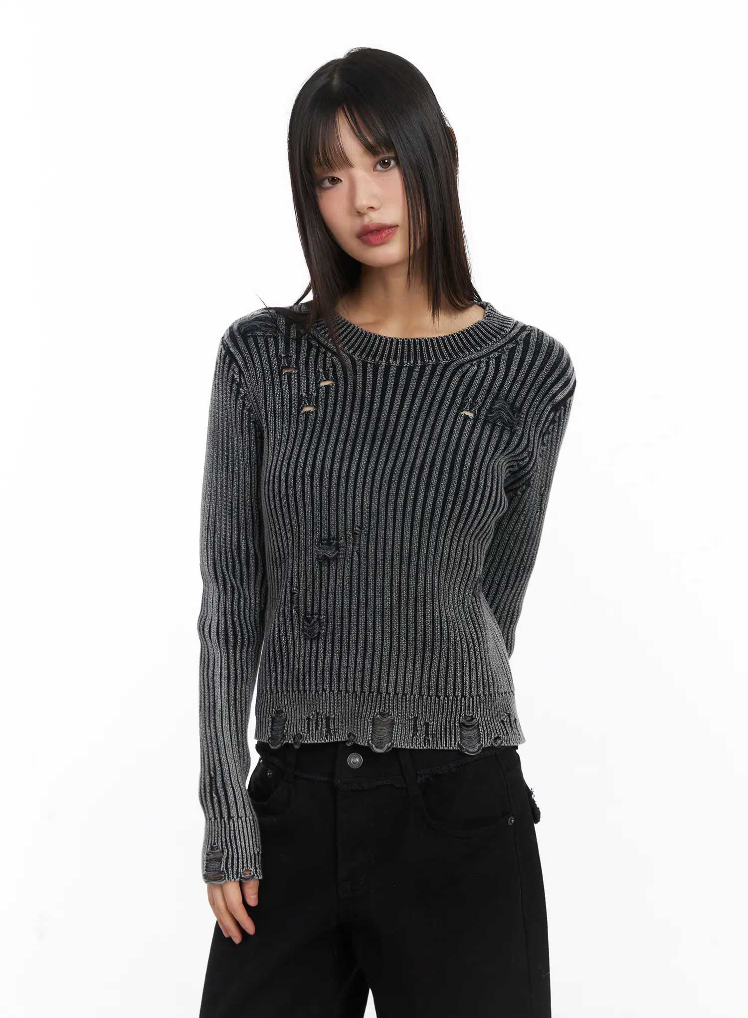 Ribbed Knit Vintage Sweater CD522 - Image 2