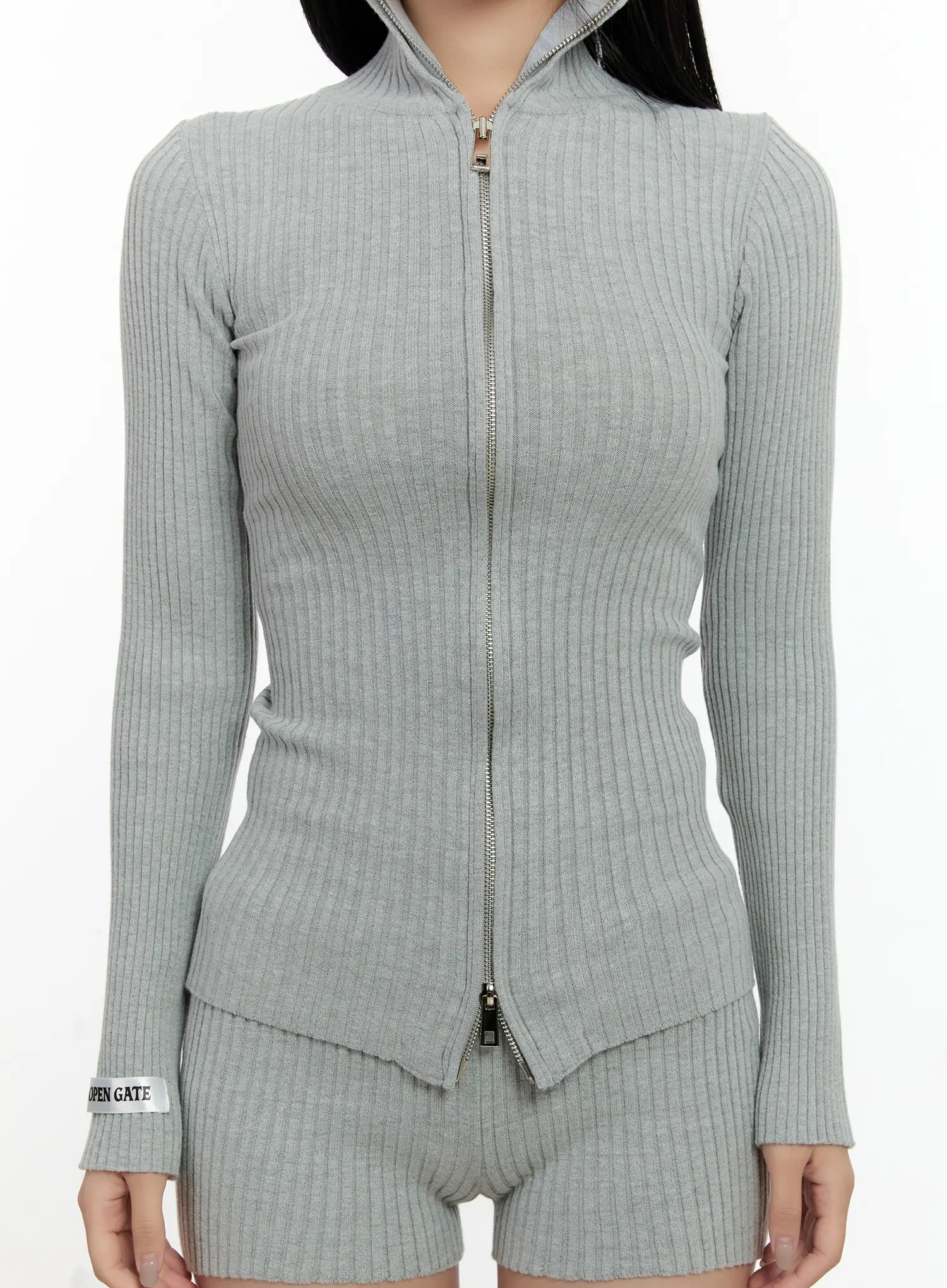 Ribbed Knit Zip-Up and Shorts Set CN505 - Image 13