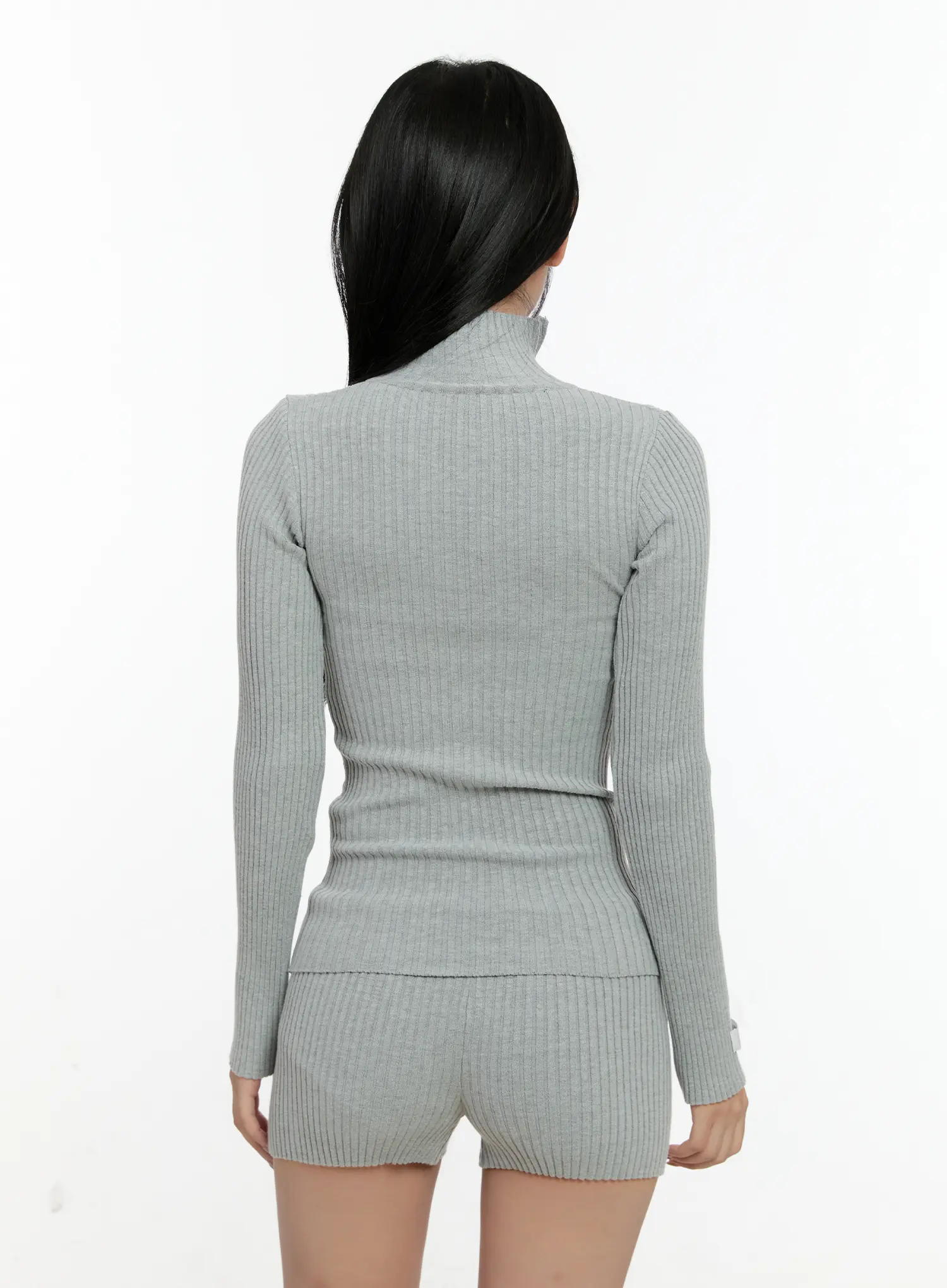 Ribbed Knit Zip-Up and Shorts Set CN505 - Image 5