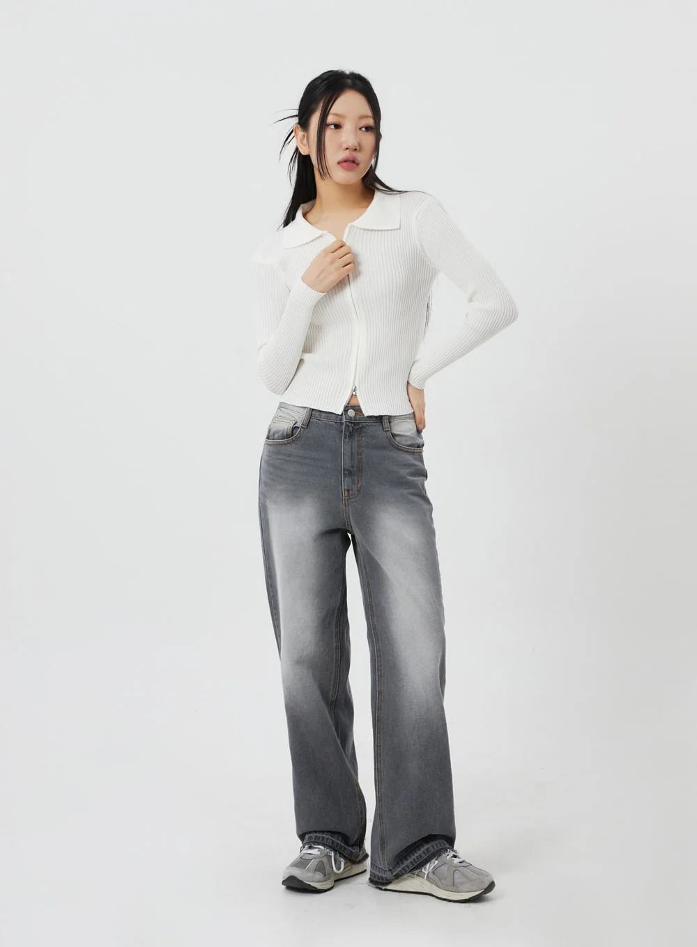 Ribbed Knit Zip-Up CF324 - Image 7