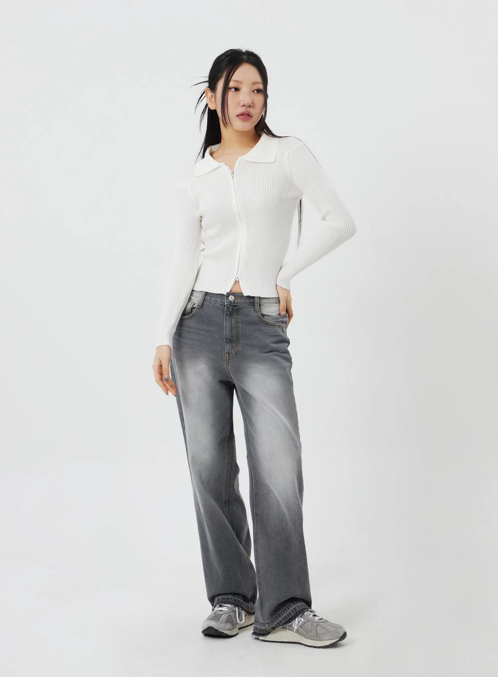 Ribbed Knit Zip-Up CF324 - Image 8