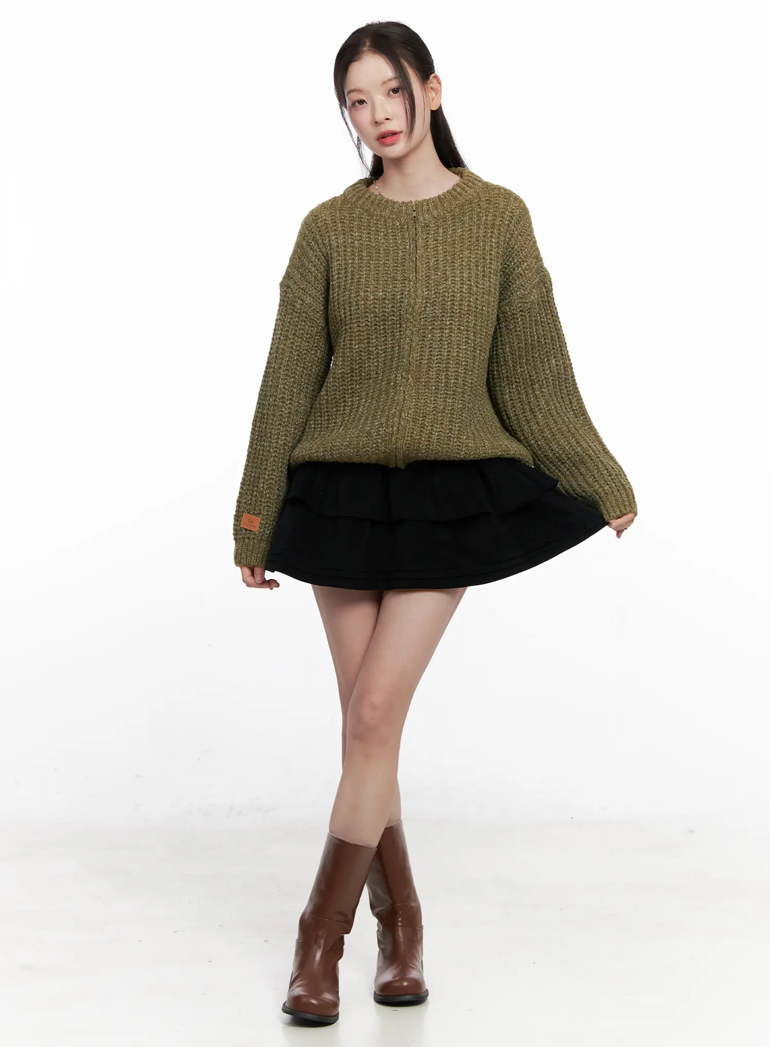 Ribbed Knit Zip-Up CO531 - Image 3