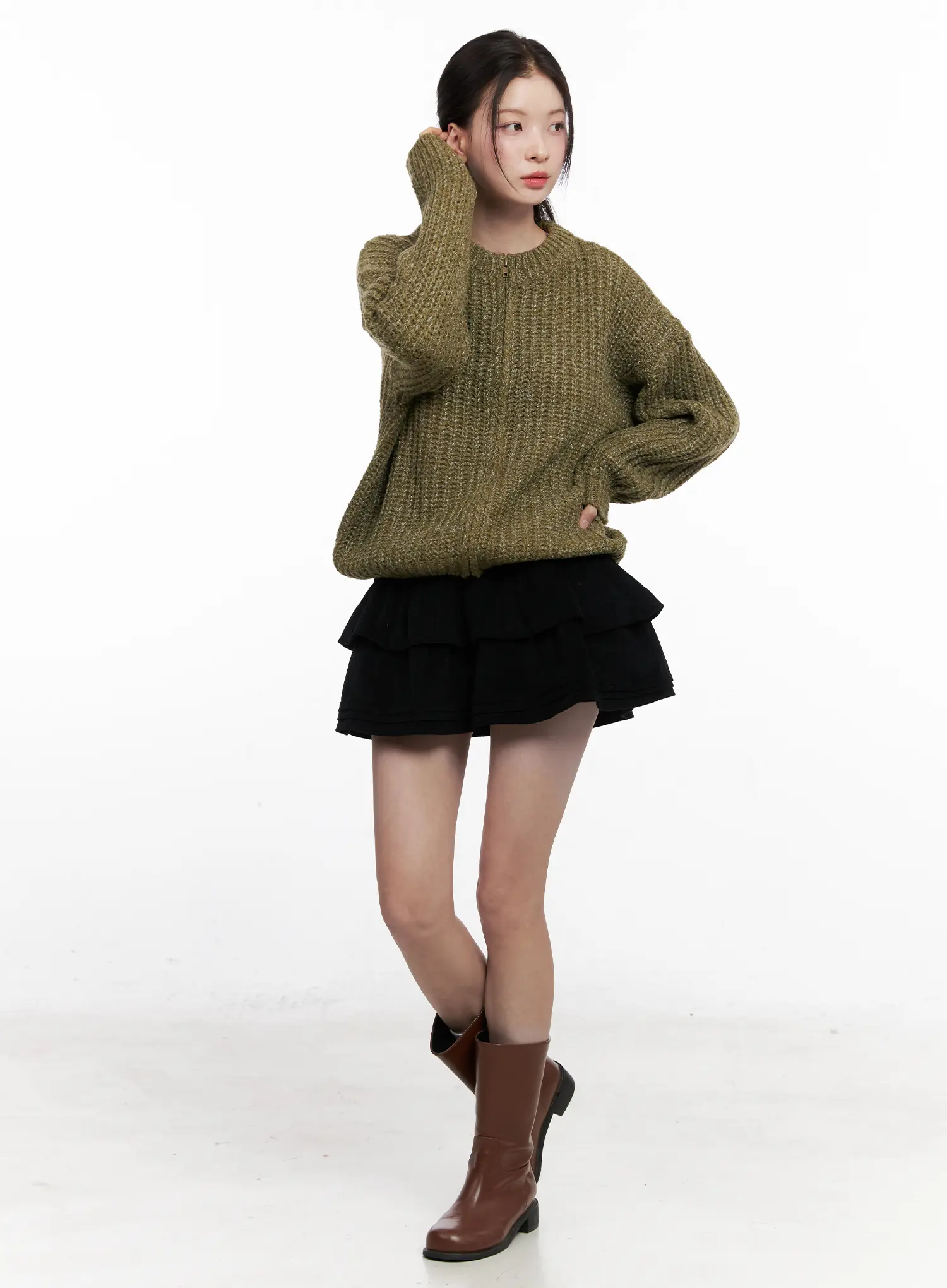 Ribbed Knit Zip-Up CO531 - Image 6