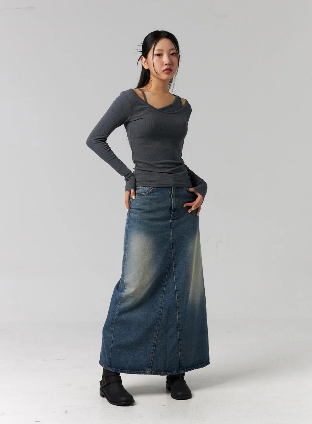 Ribbed Layered Cami and Long Sleeve Top CG316 - Image 11