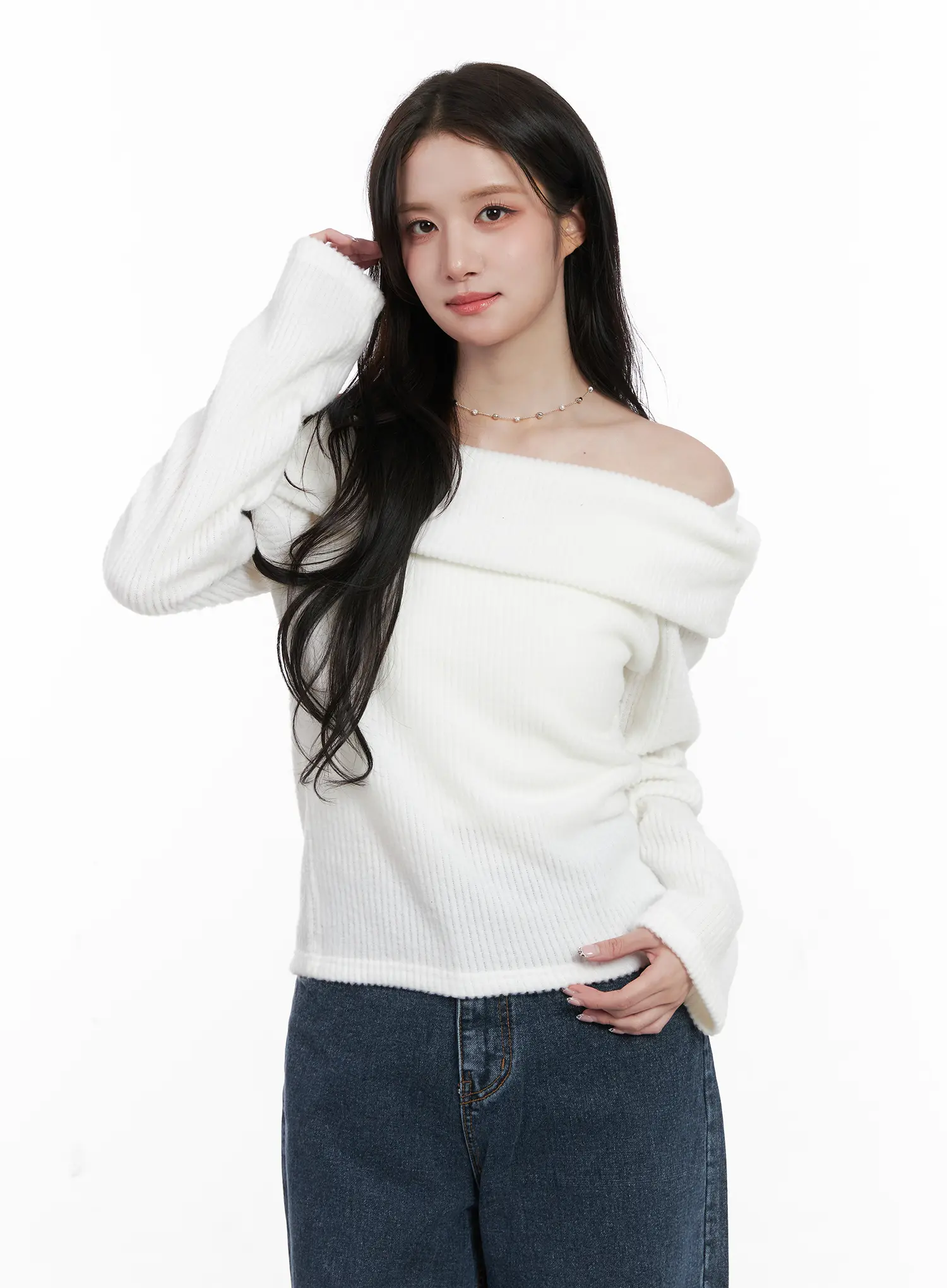 Ribbed Off-Shoulder Long Sleeve Top CN527 - Image 13
