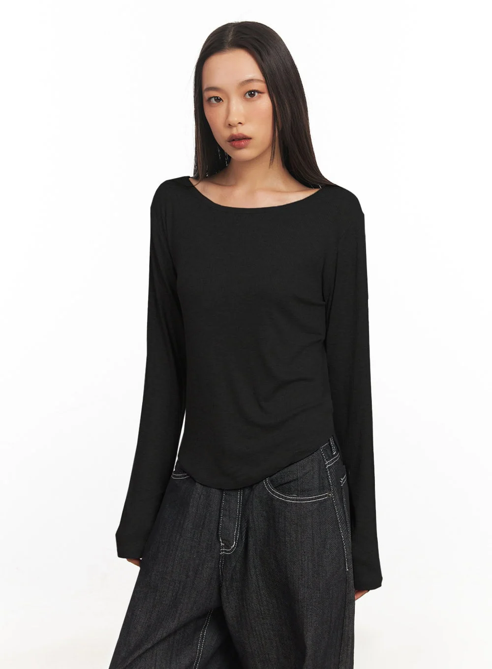 Ribbed Relaxed Long Sleeve Top IA504 - Image 14