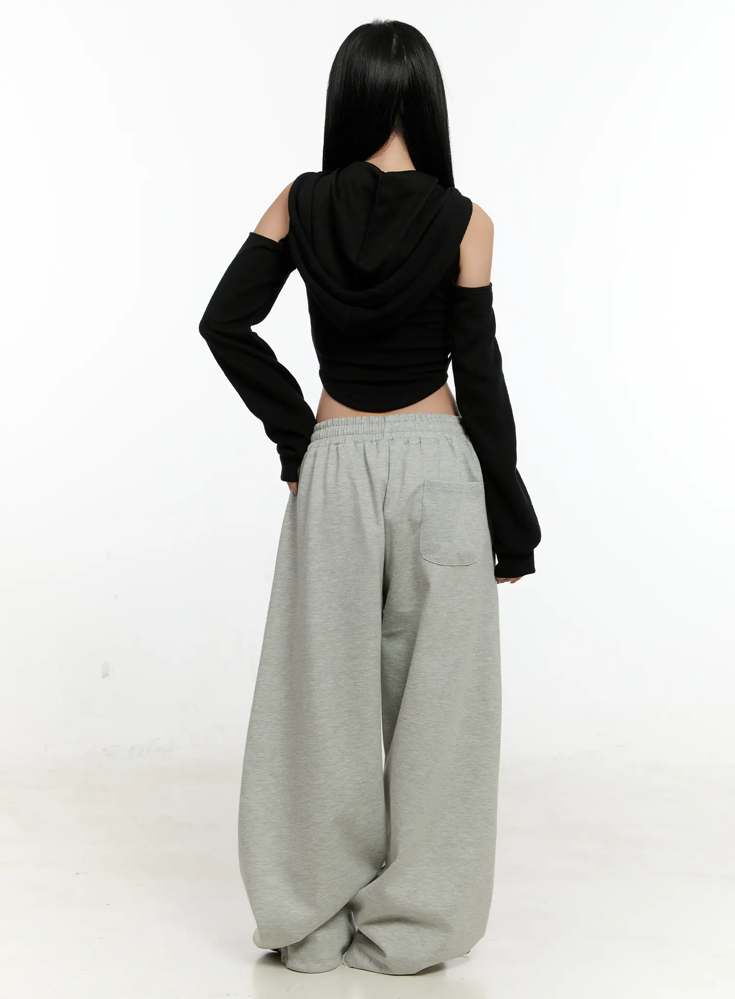 Ribbed Shoulder Cut-Out Hoodie CN506 - Image 5