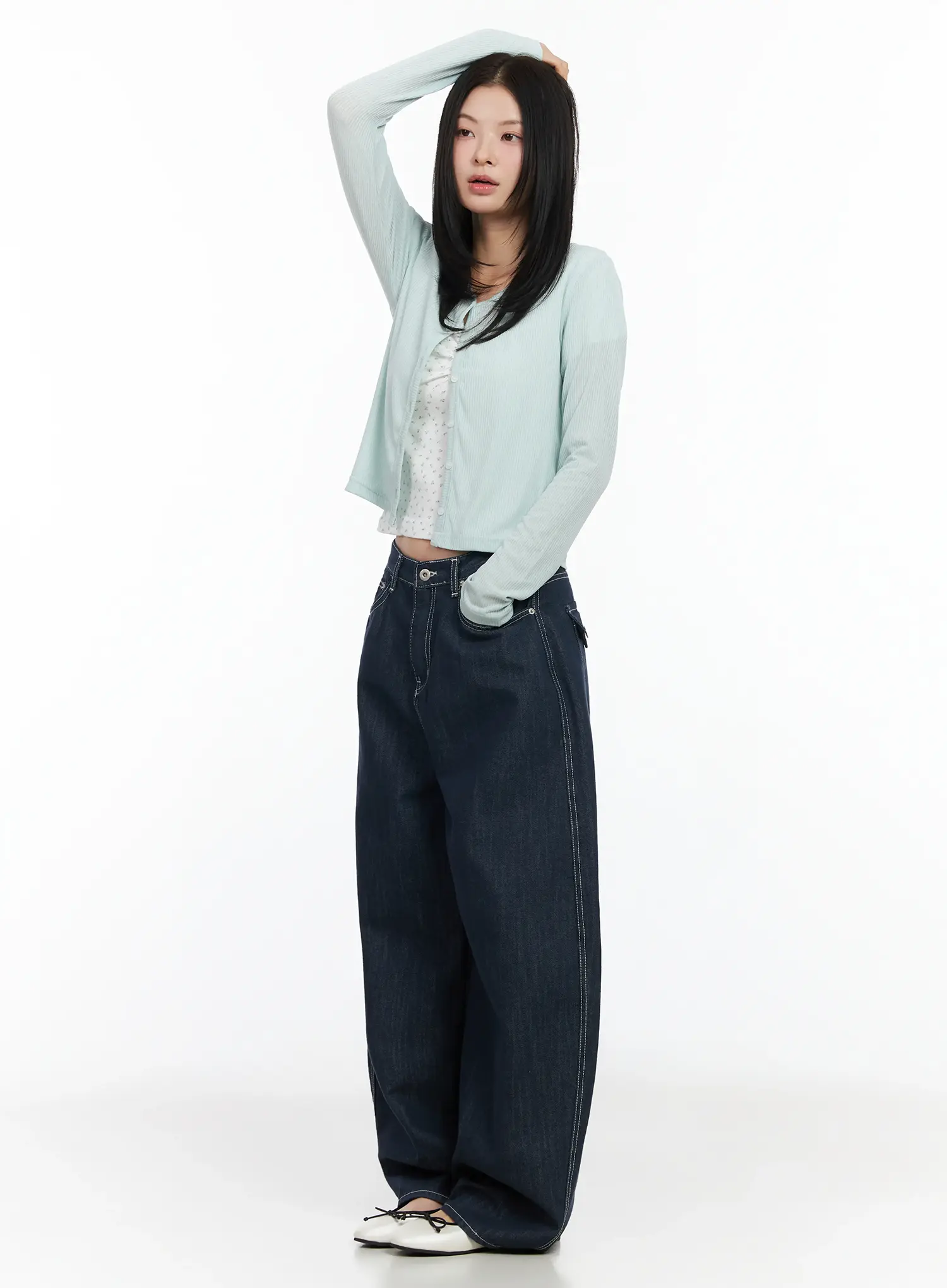 Ribbed V-Neck Cardigan IM524 - Image 4