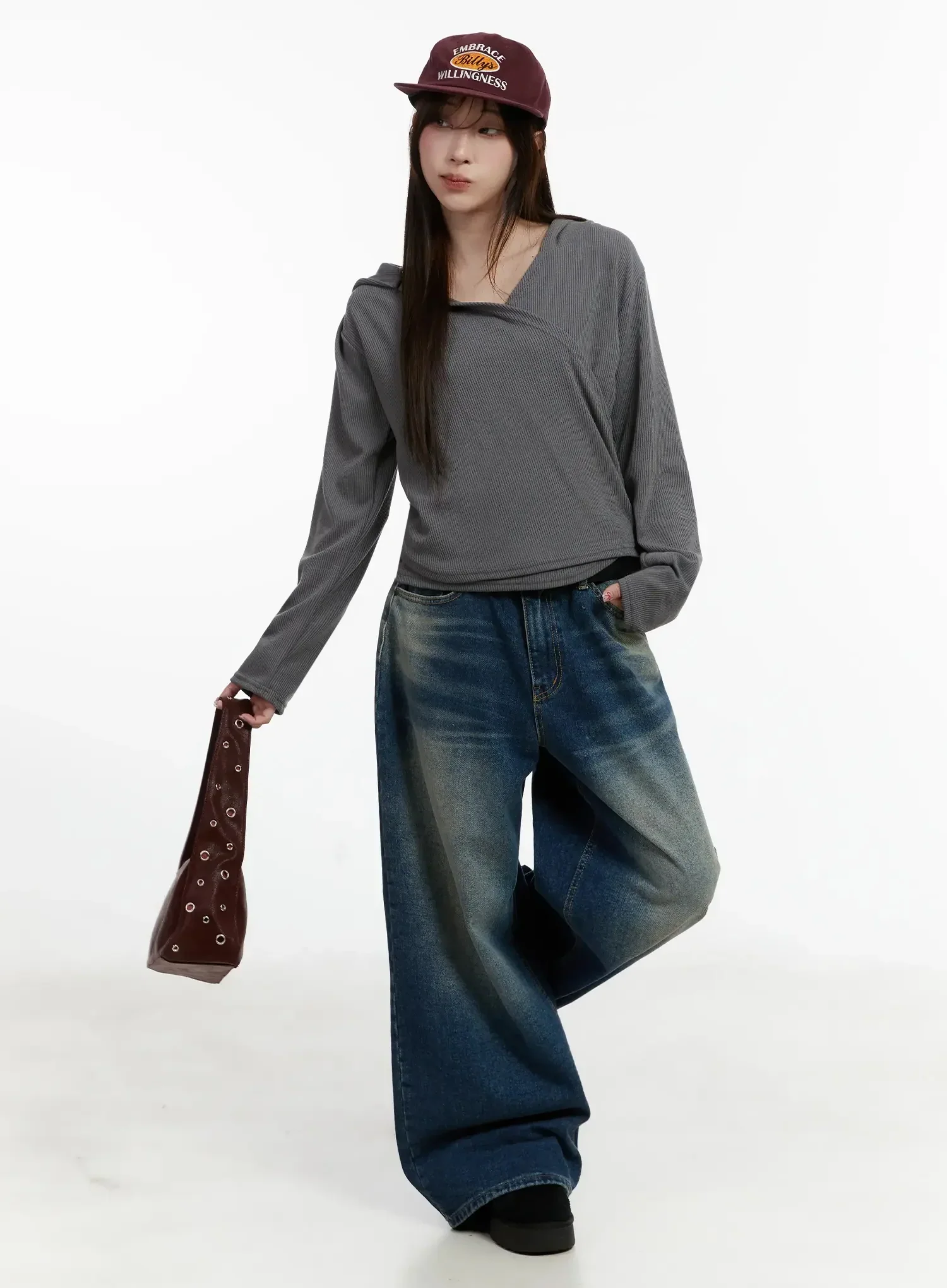 Ribbed Wrap Hoodie Top ID525 - Image 3