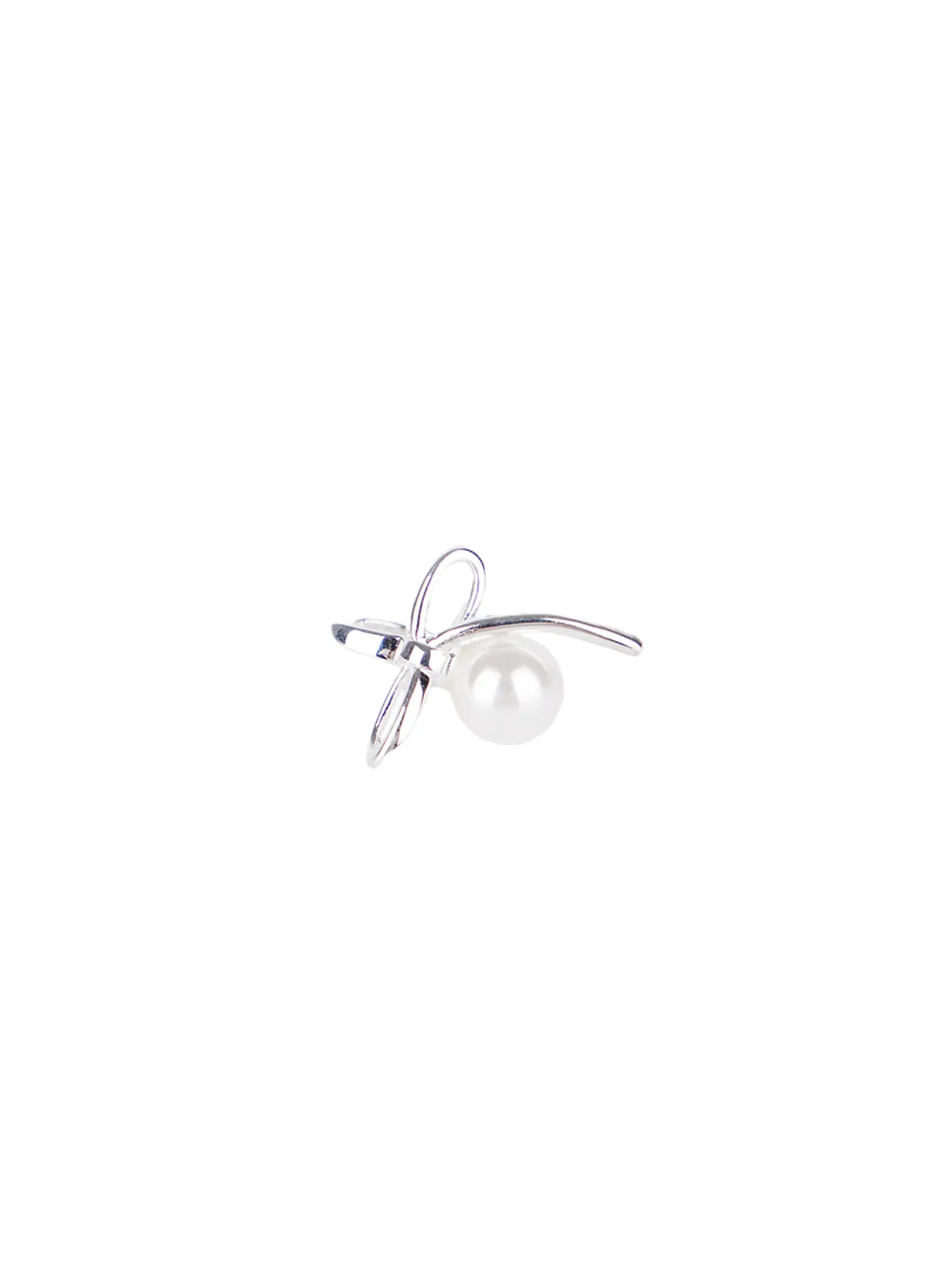 Ribbon and Faux Pearl Earrings CS523 - Image 4