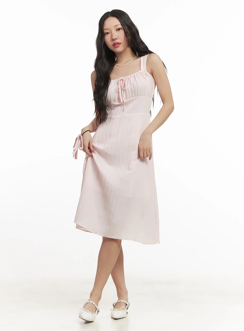 Ribbon Bustier Flowy Midi Dress CF520
