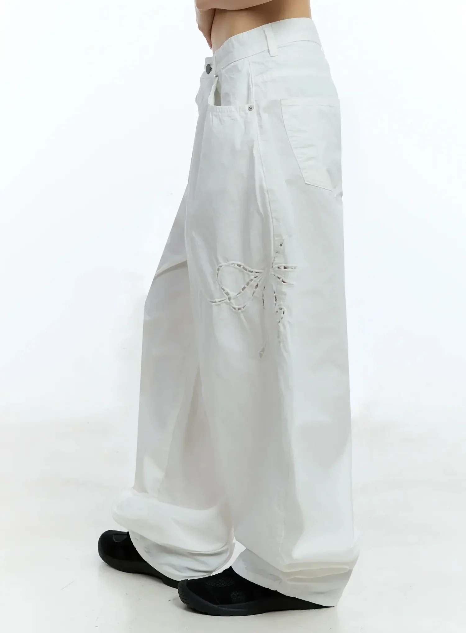 Ribbon Detail Wide-Fit Pants IU523 - Image 12