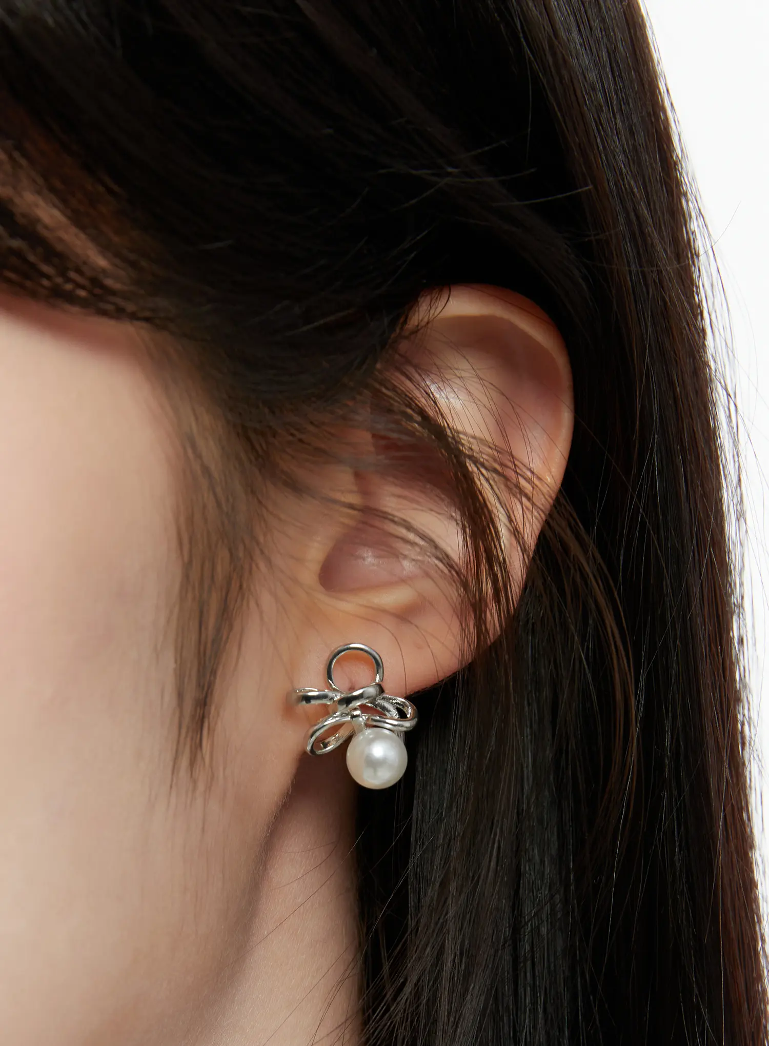 Ribbon Faux Pearl Earrings CD514