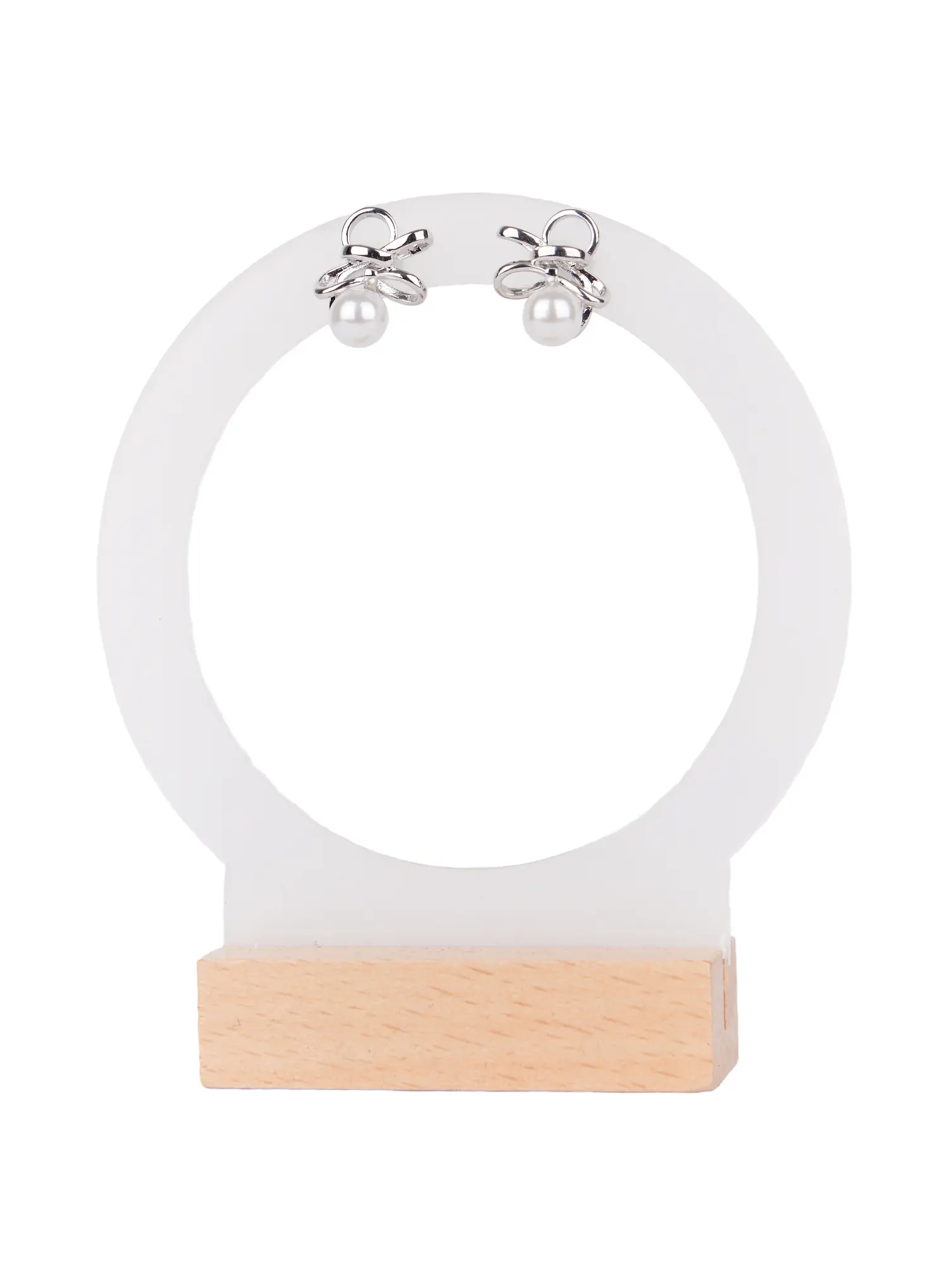 Ribbon Faux Pearl Earrings CD514 - Image 3