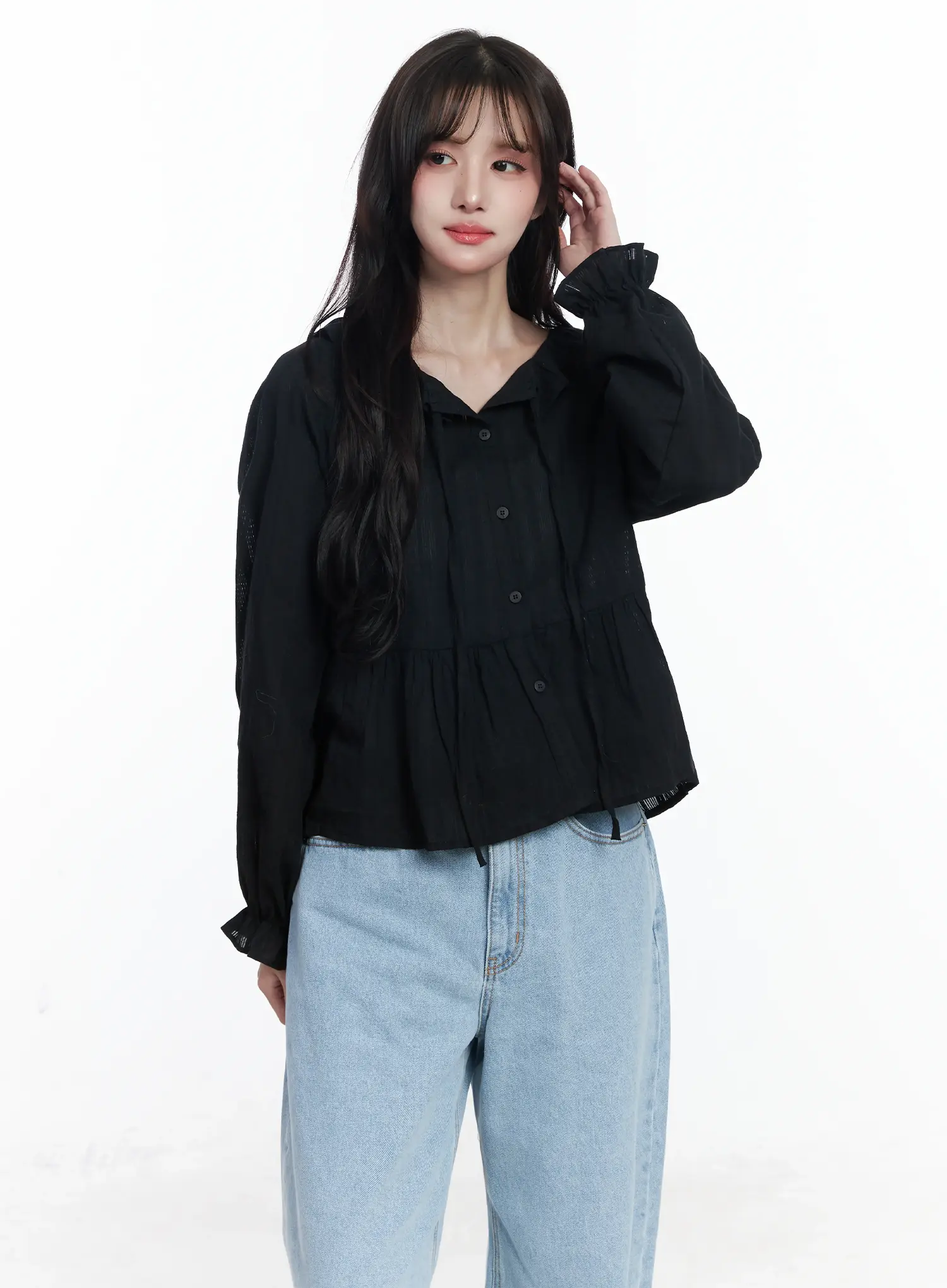 Ribbon Frill Blouse IJ529 - Image 9