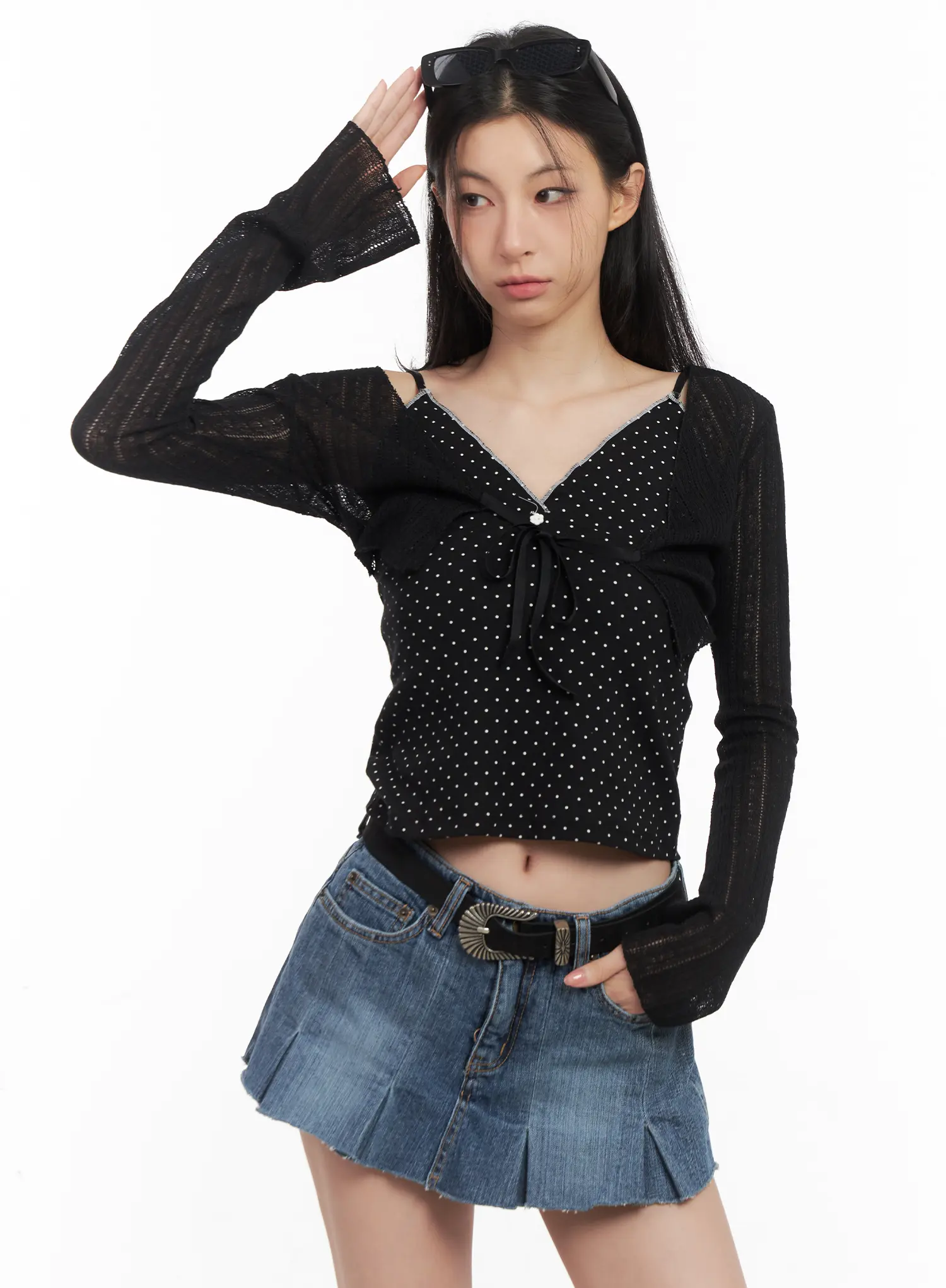 Ribbon Knit Cropped Cardigan CL501