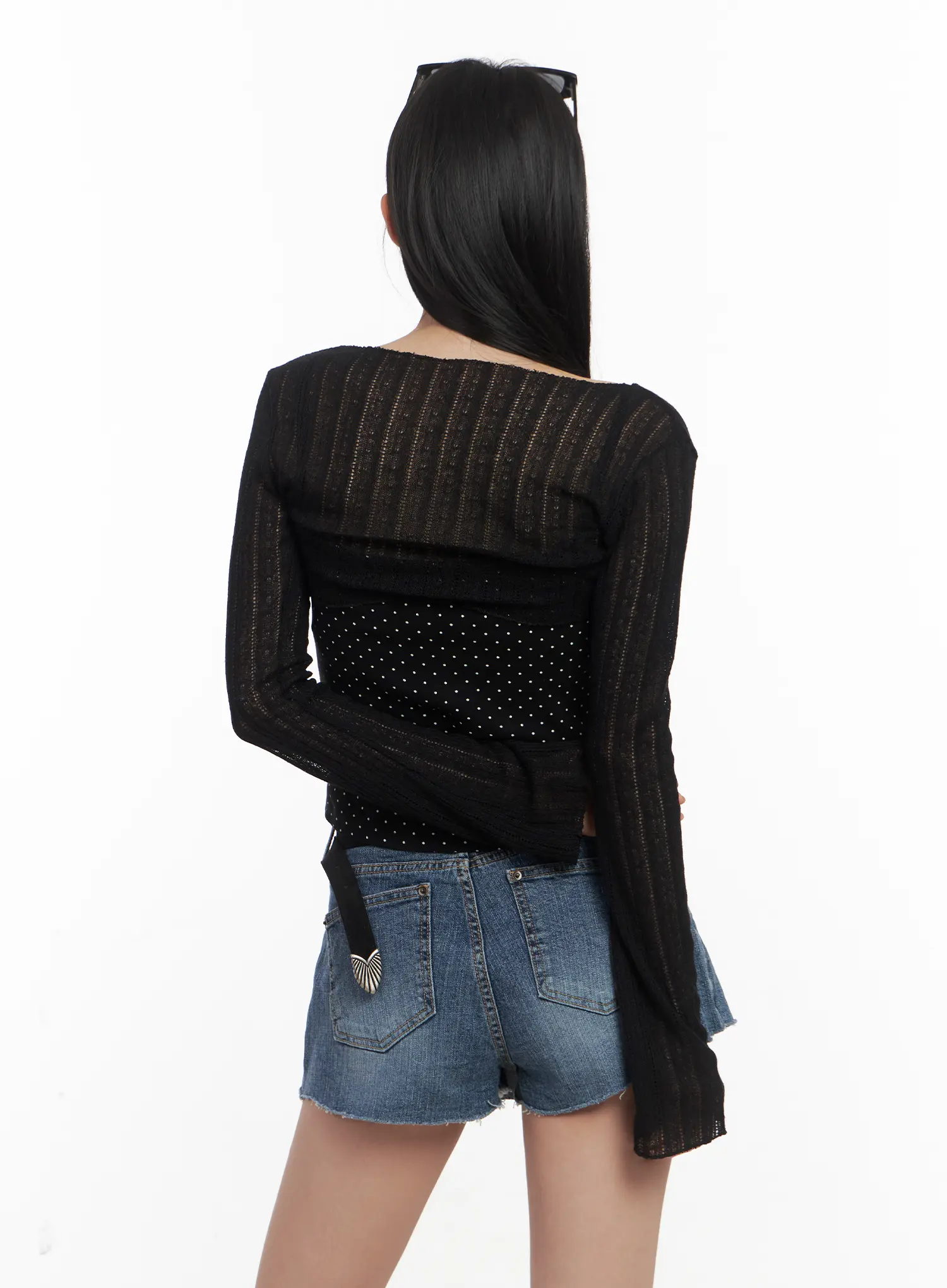 Ribbon Knit Cropped Cardigan CL501 - Image 6