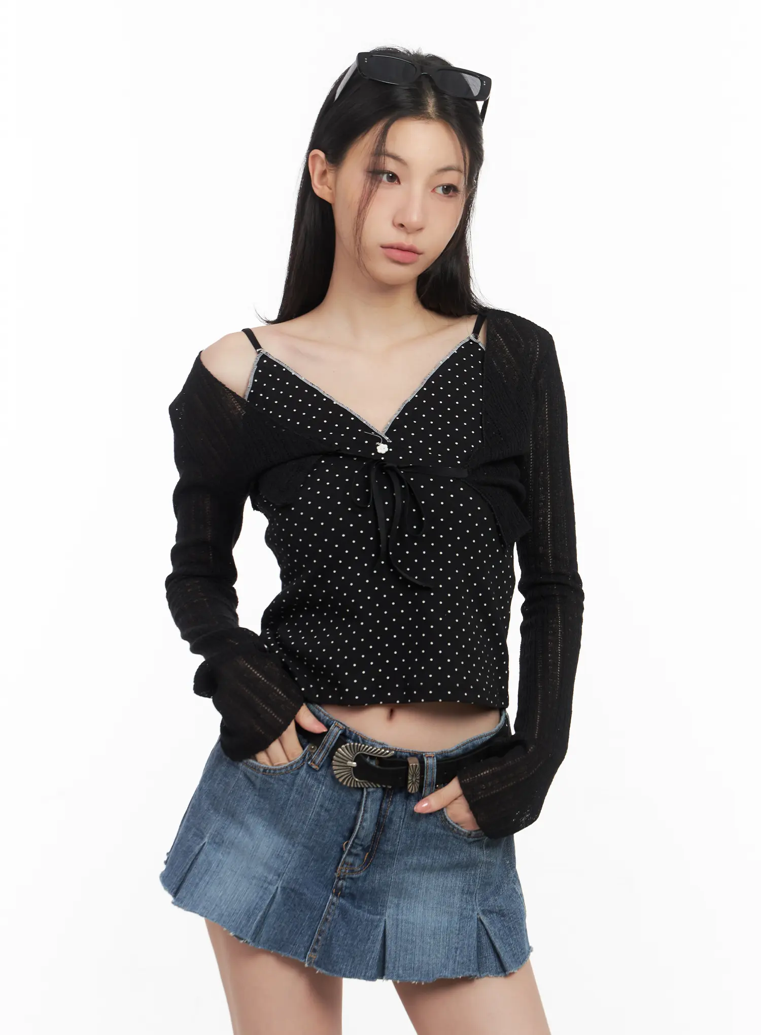 Ribbon Knit Cropped Cardigan CL501 - Image 8