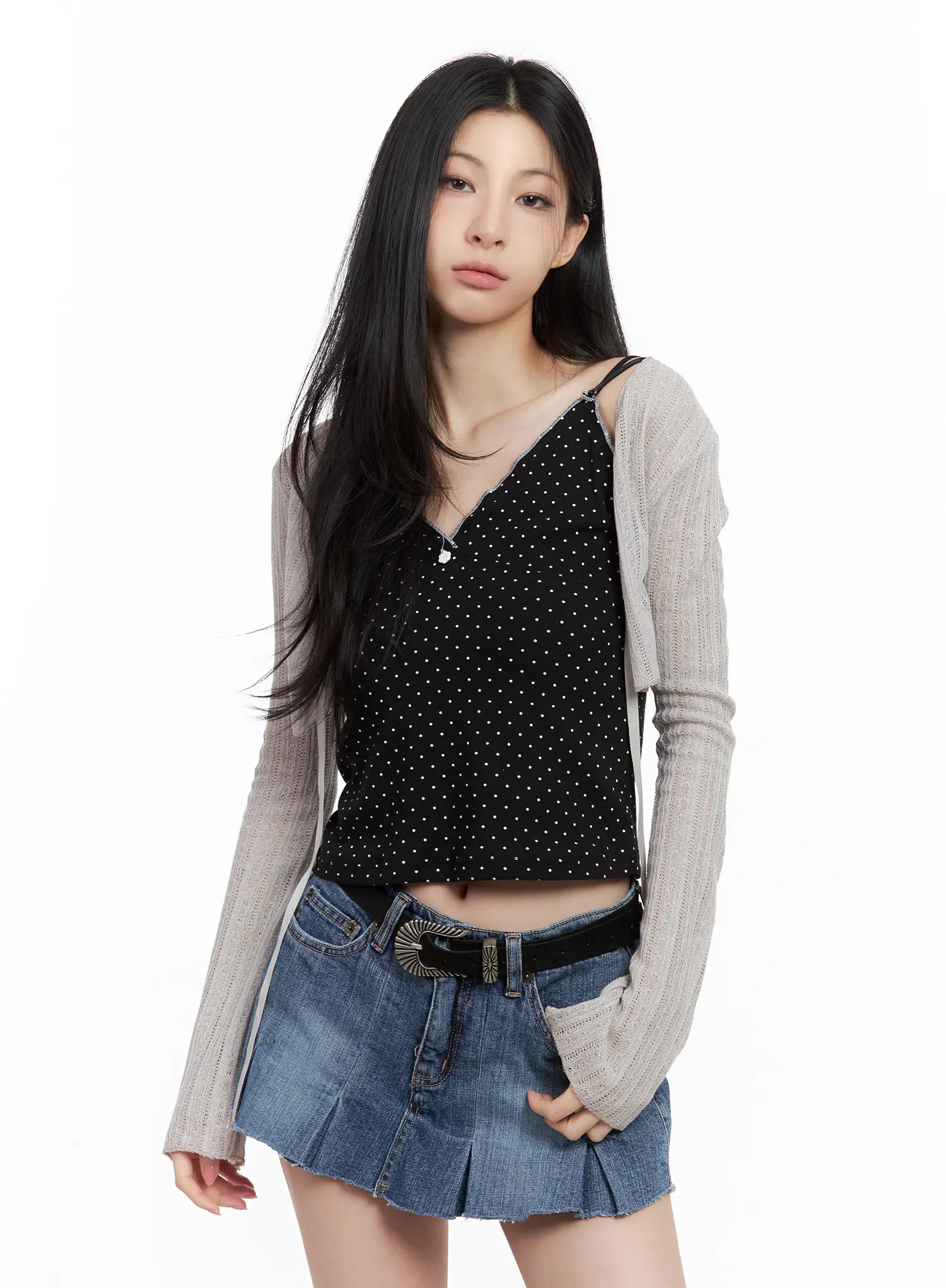 Ribbon Knit Cropped Cardigan CL501 - Image 9