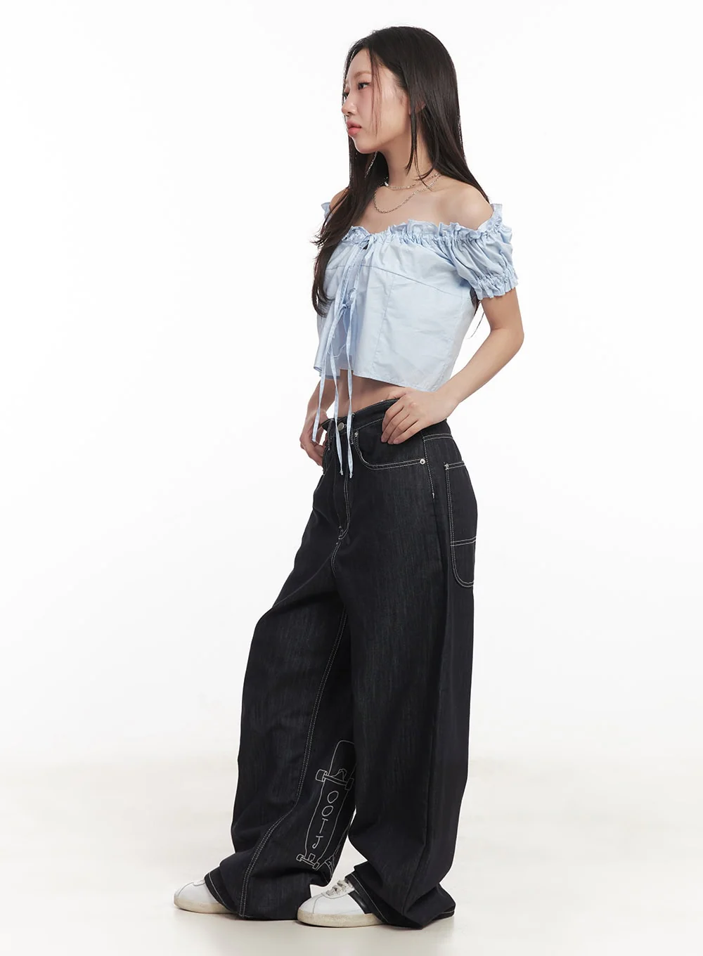 Ribbon Off-Shoulder Blouse Crop Top CA529 - Image 8