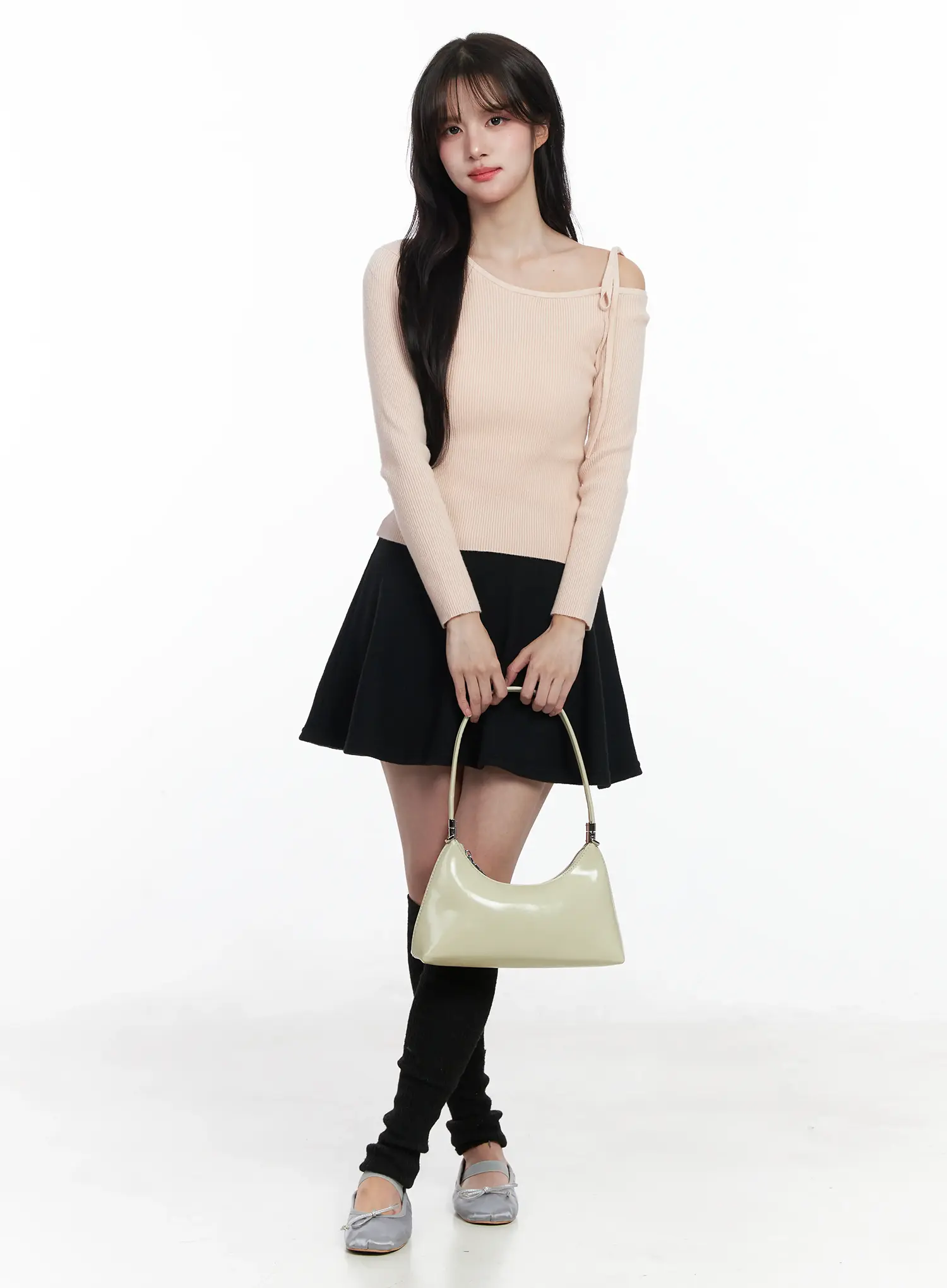 Ribbon Off-Shoulder Knit Top IJ529 - Image 2