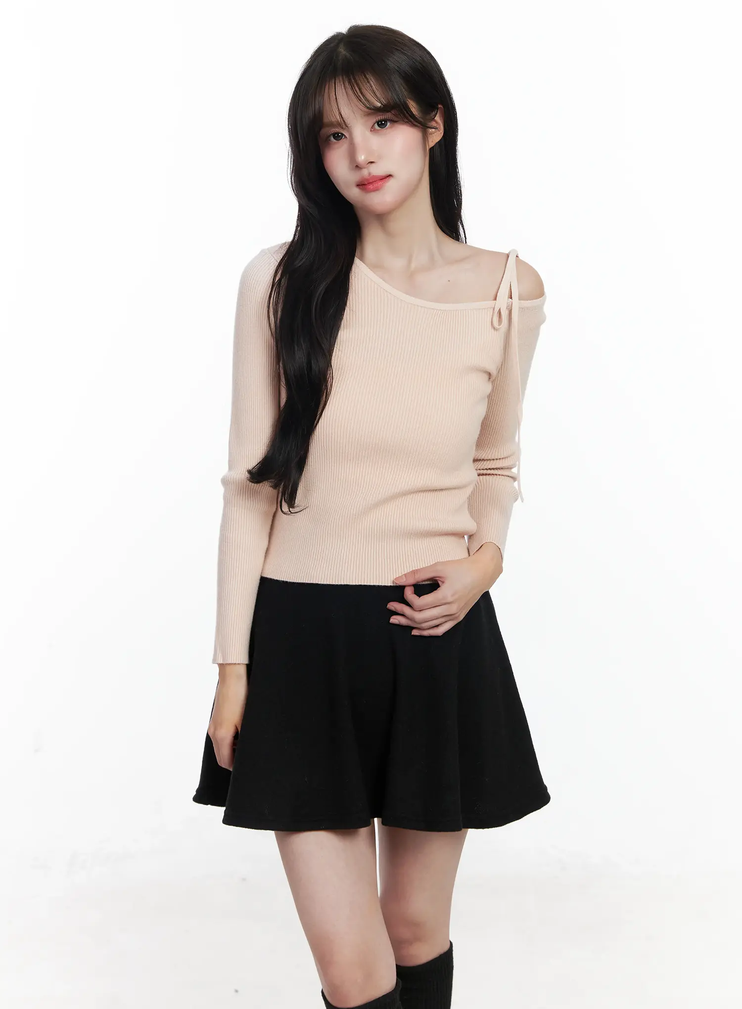 Ribbon Off-Shoulder Knit Top IJ529 - Image 3