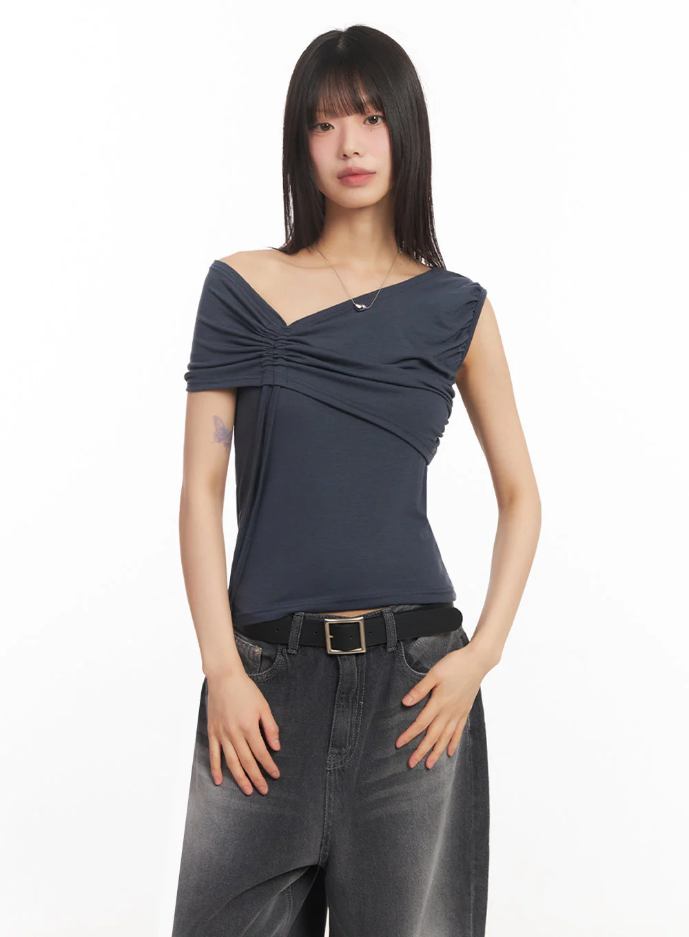 Ribbon One-Shoulder Crop Top IA528 - Image 14