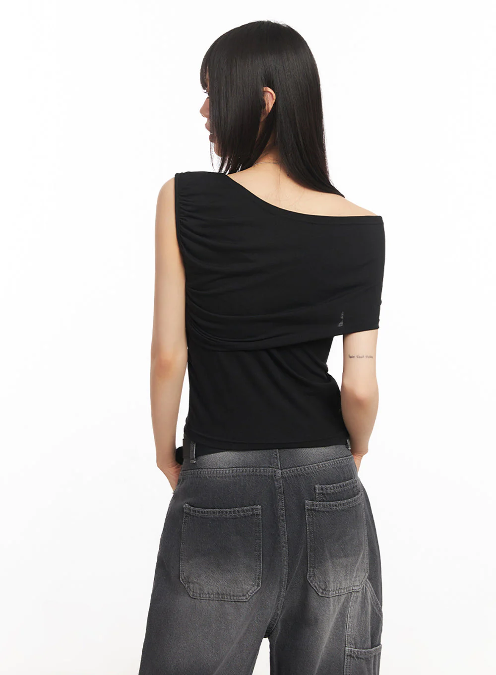 Ribbon One-Shoulder Crop Top IA528 - Image 7