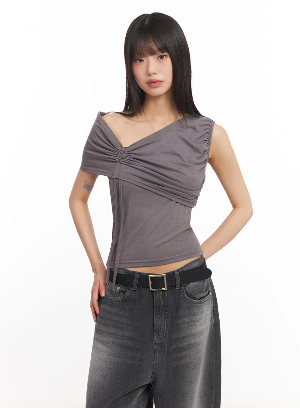 Ribbon One-Shoulder Crop Top IA528 - Image 8
